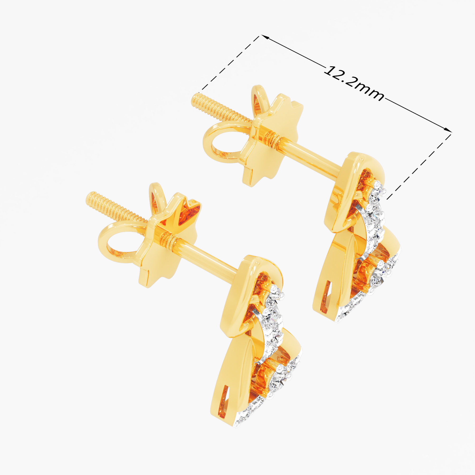 Zenith Drop Stud Earrings in 9KT Yellow Gold (Diamond Quality: FG-VVS VS)