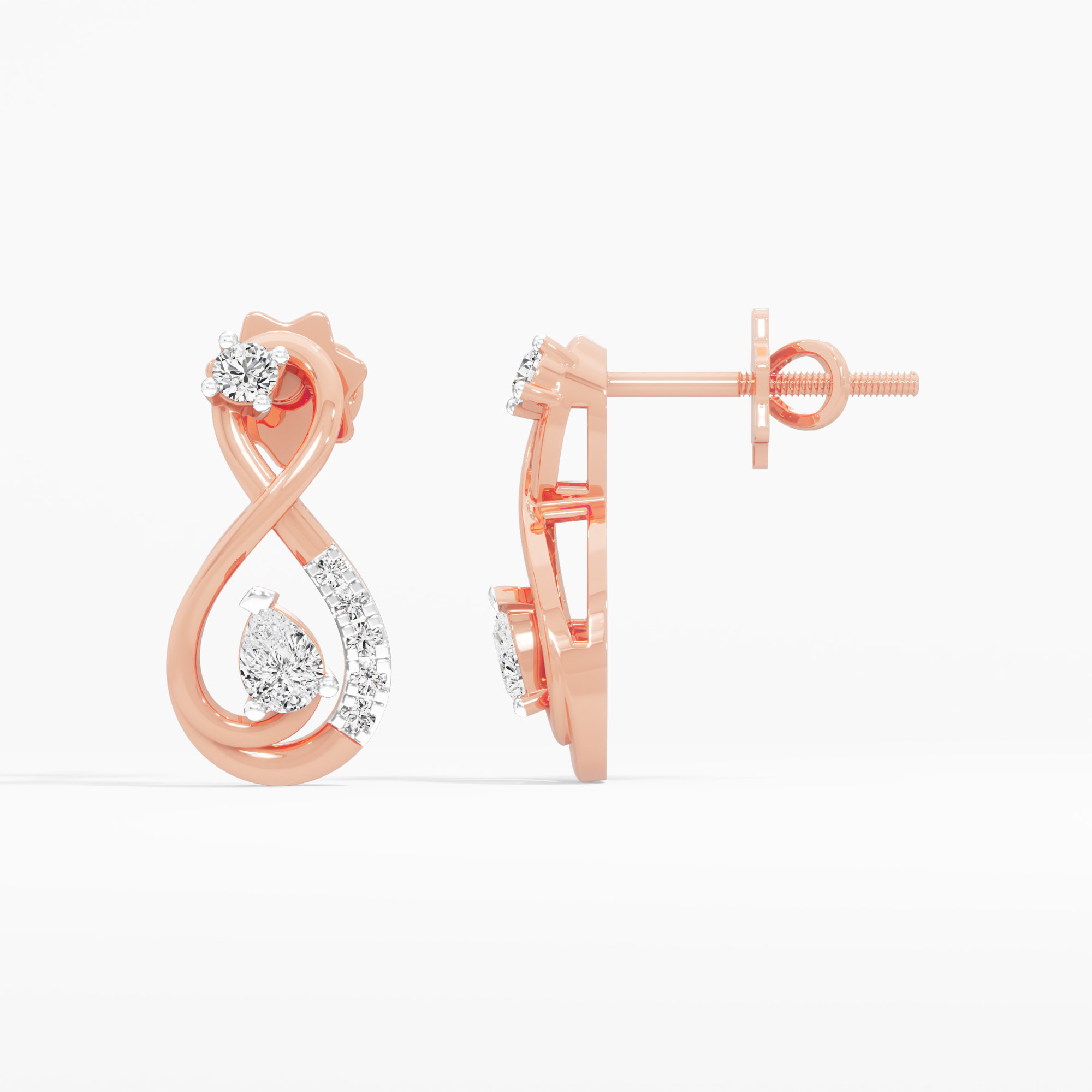 Eternal Radiance Drops Earrings in 9KT Rose Gold (Diamond Quality: FG-VVS VS)