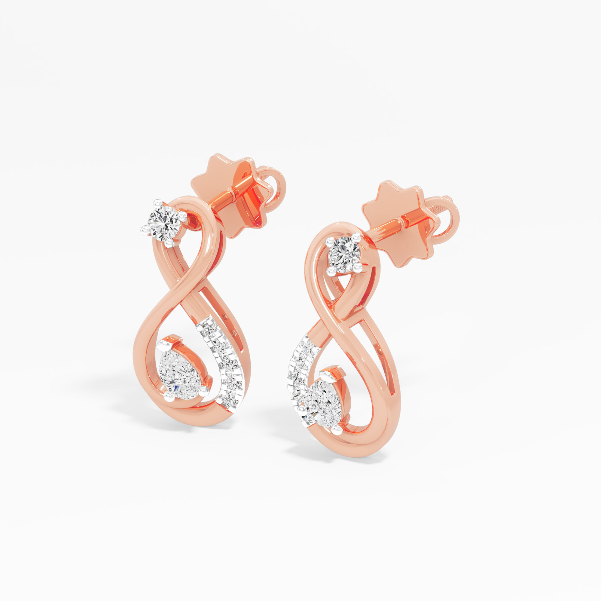 Eternal Radiance Drops Earrings in 9KT Rose Gold (Diamond Quality: FG-VVS VS)