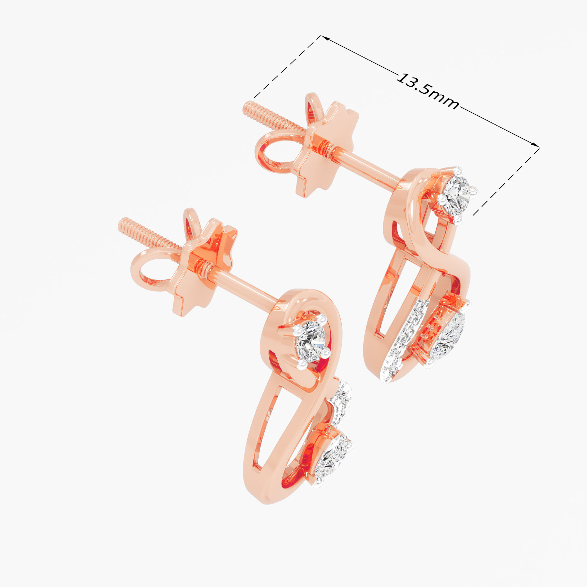 Eternal Radiance Drops Earrings in 9KT Rose Gold (Diamond Quality: FG-VVS VS)
