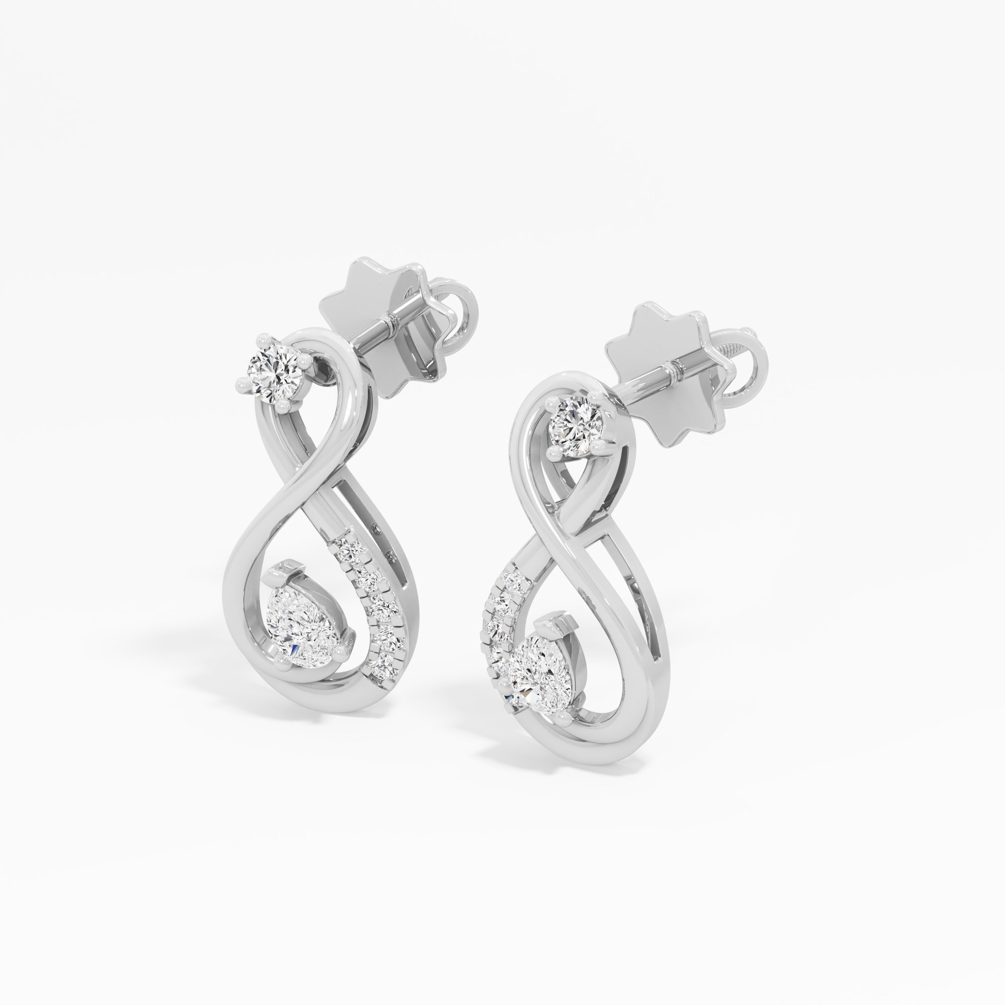 Eternal Radiance Drops Earrings in 9KT White Gold (Diamond Quality: FG-VVS VS)