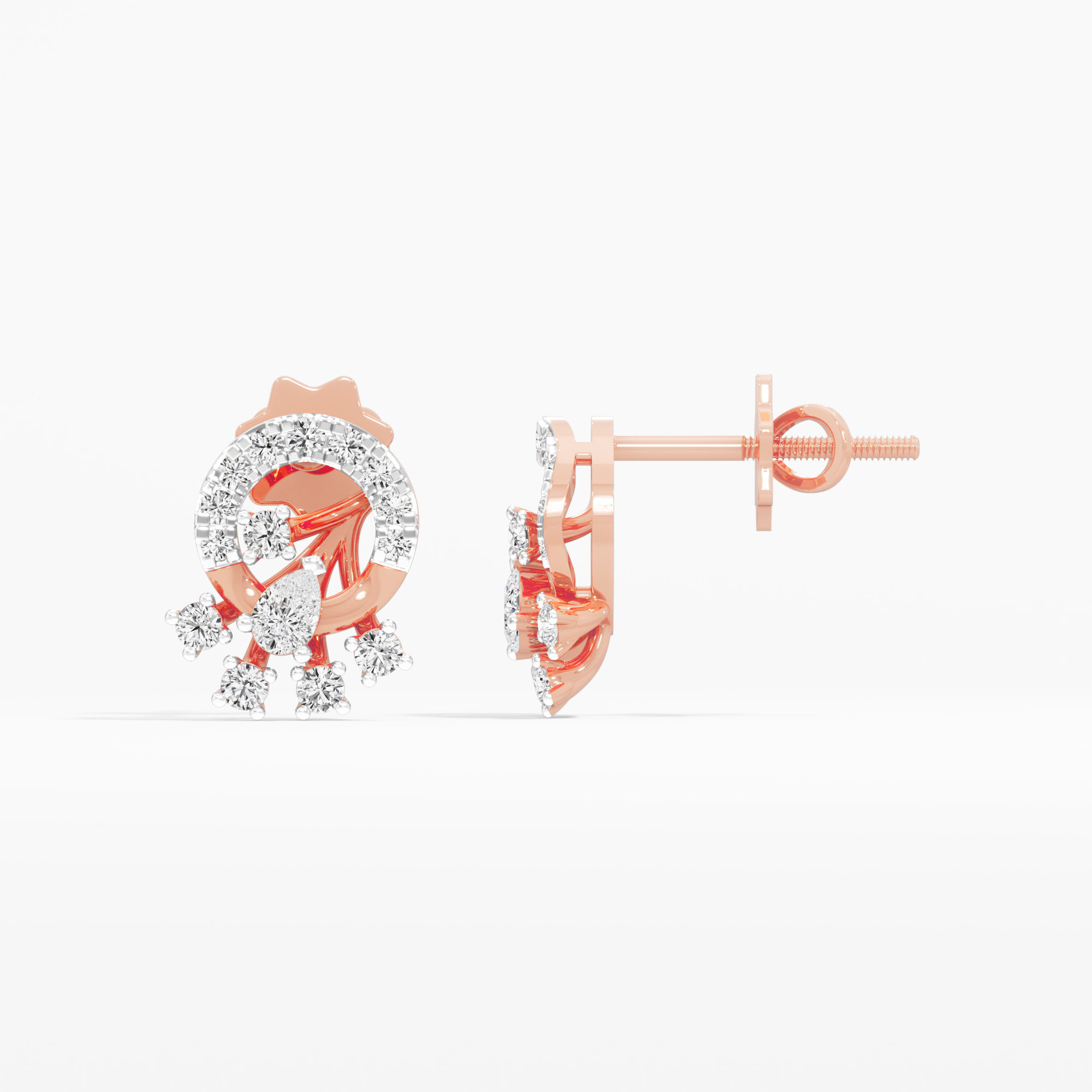 Constellation Twirl Studs Earrings in 9KT Rose Gold (Diamond Quality: FG-VVS VS)