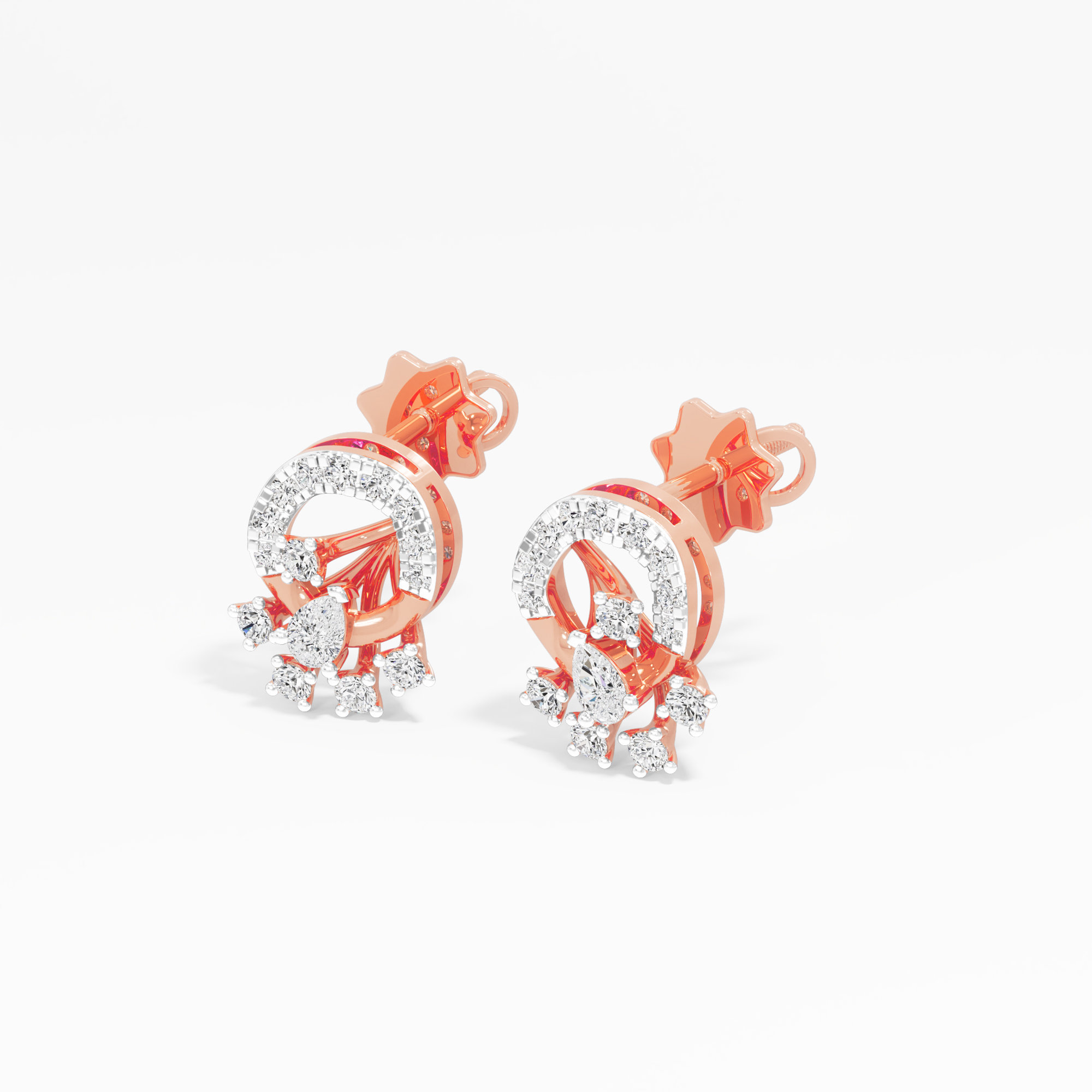 Constellation Twirl Studs Earrings in 9KT Rose Gold (Diamond Quality: FG-VVS VS)