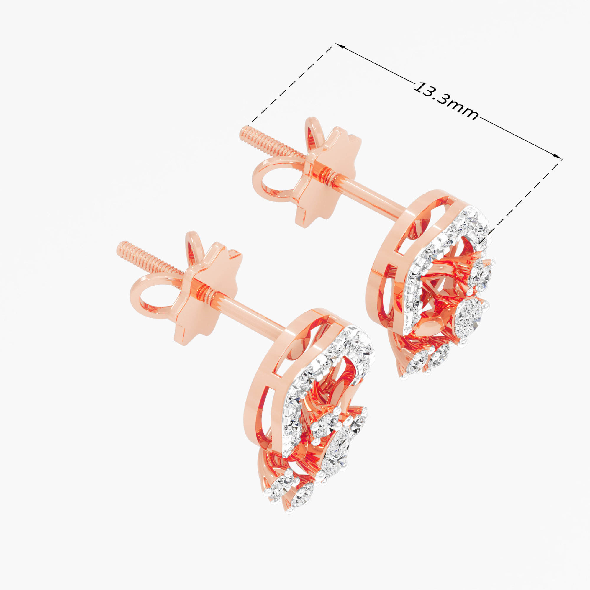 Constellation Twirl Studs Earrings in 9KT Rose Gold (Diamond Quality: FG-VVS VS)