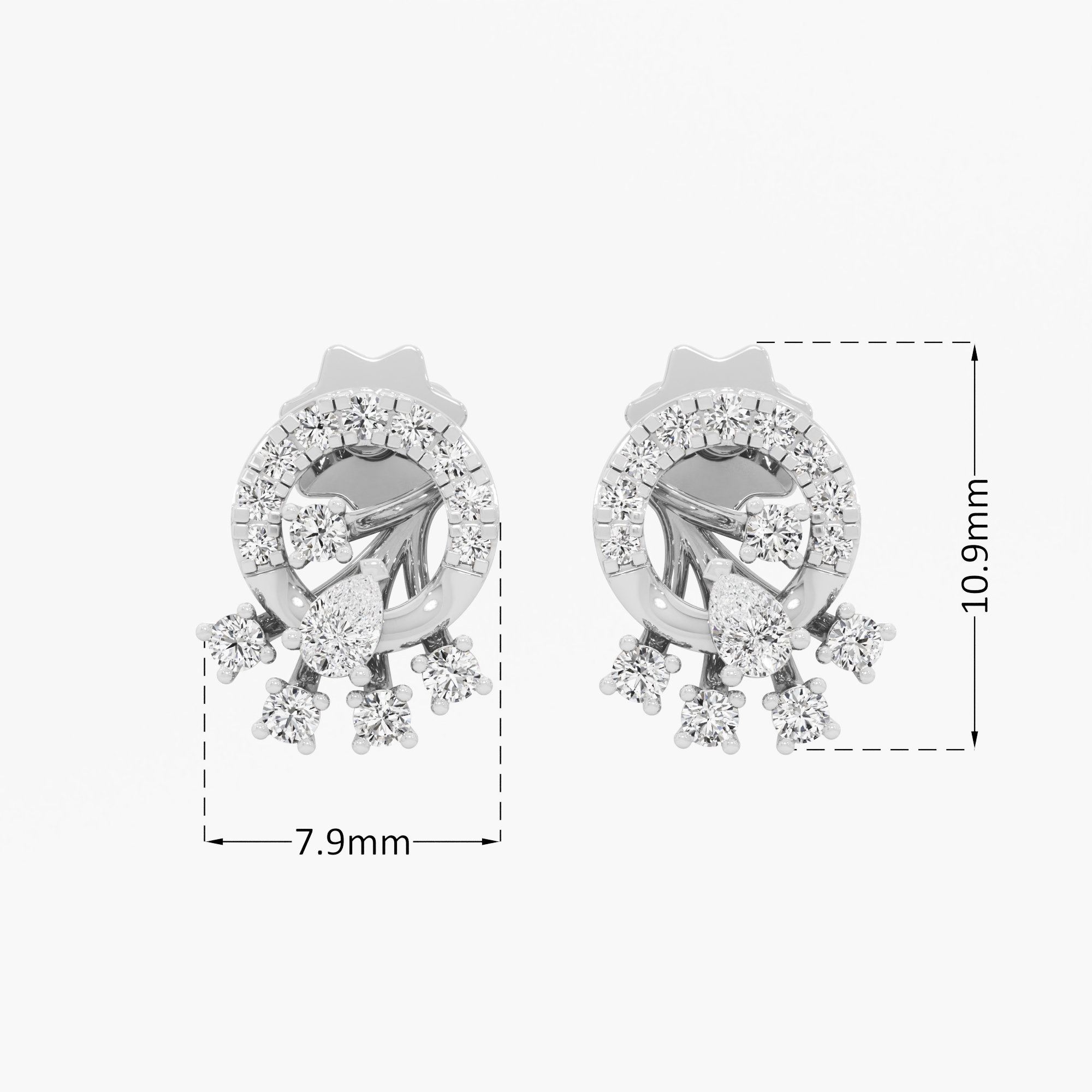 Constellation Twirl Studs Earrings in 9KT White Gold (Diamond Quality: FG-VVS VS)