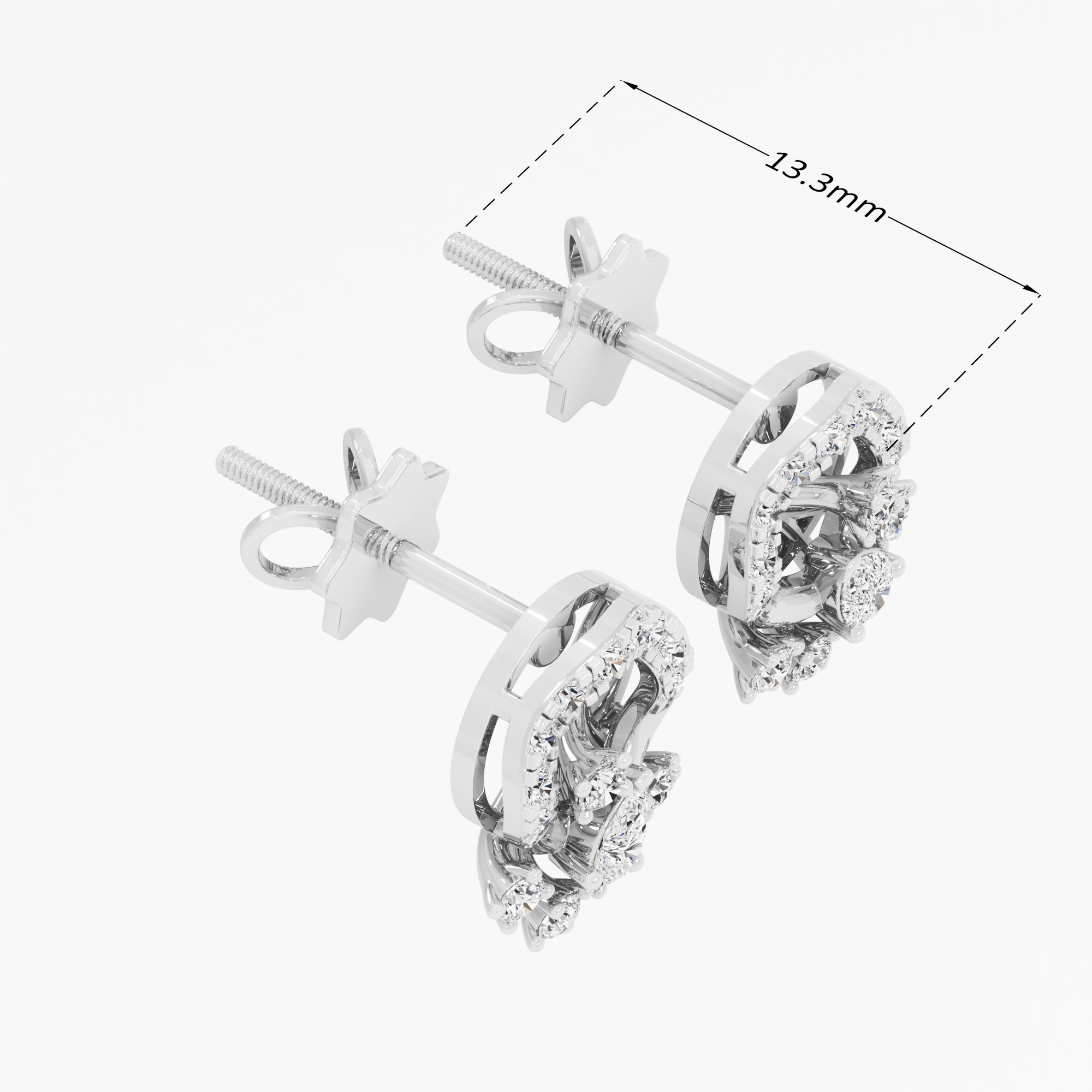Constellation Twirl Studs Earrings in 9KT White Gold (Diamond Quality: FG-VVS VS)