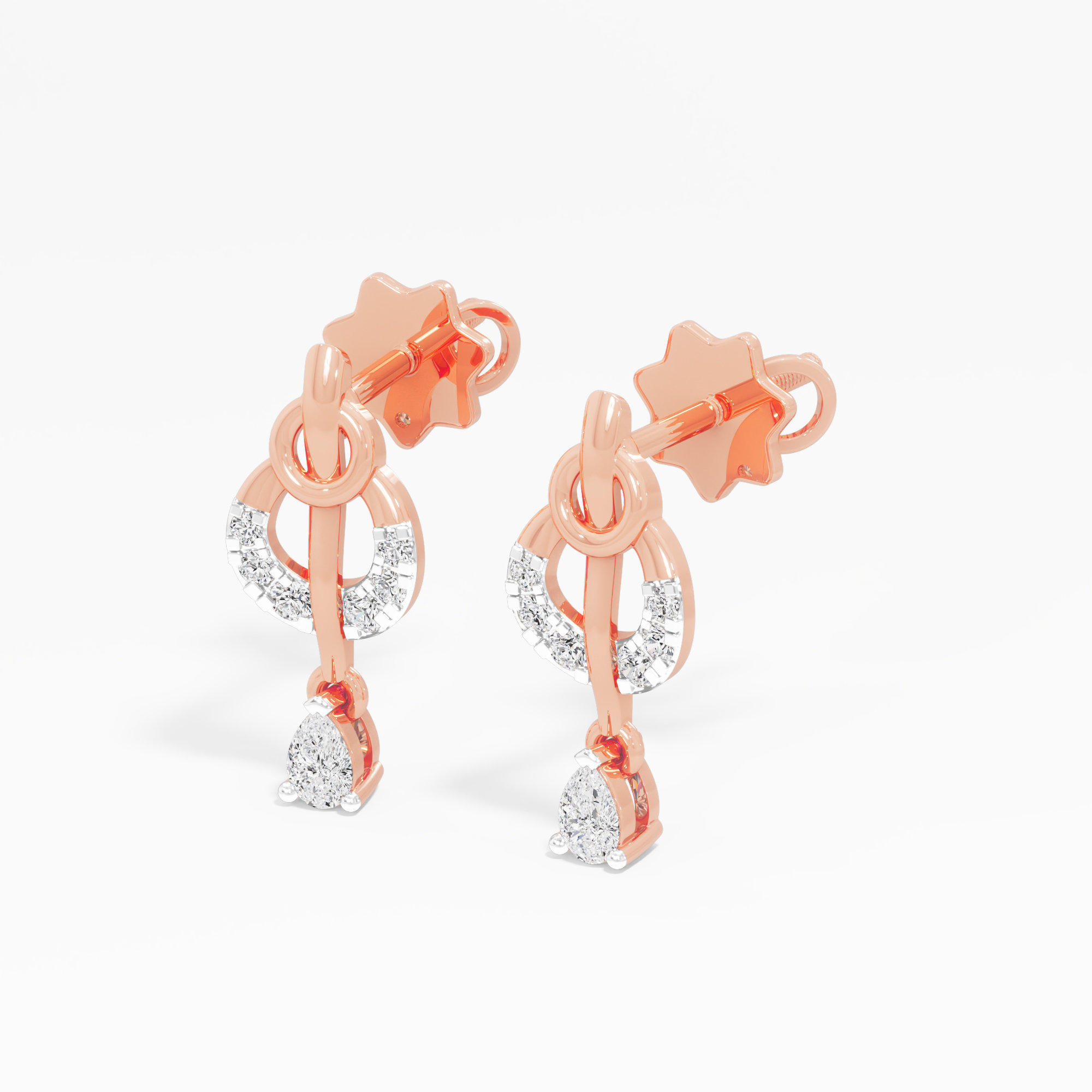 Starlight Cascade Drops Earrings in 9KT Rose Gold (Diamond Quality: FG-VVS VS)