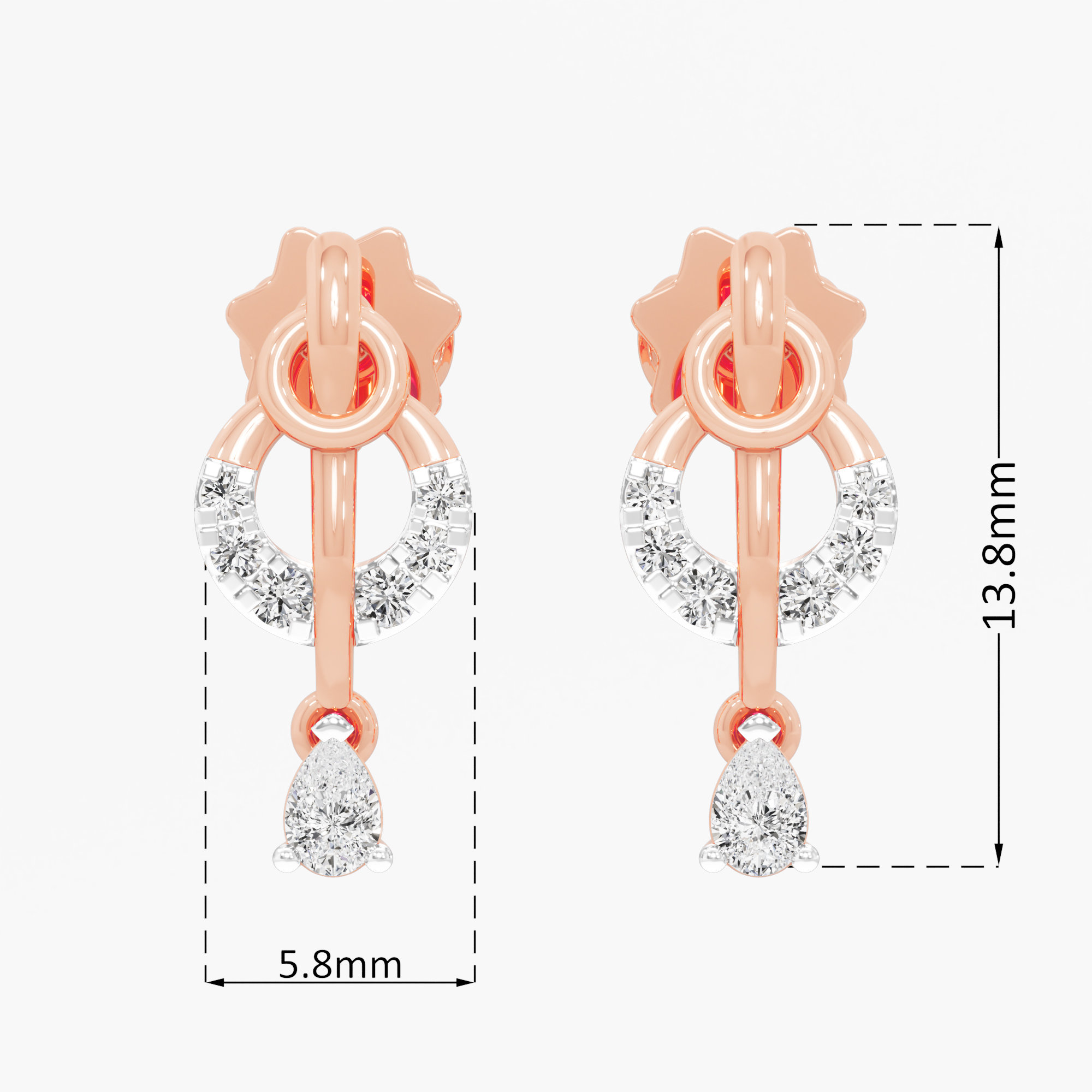 Starlight Cascade Drops Earrings in 9KT Rose Gold (Diamond Quality: FG-VVS VS)