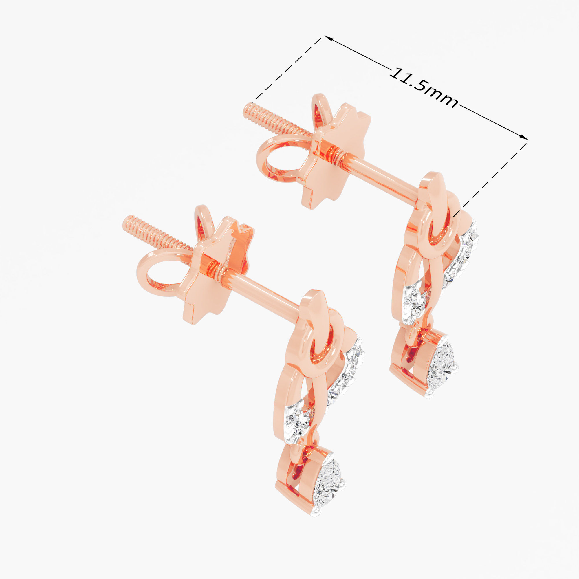 Starlight Cascade Drops Earrings in 9KT Rose Gold (Diamond Quality: FG-VVS VS)