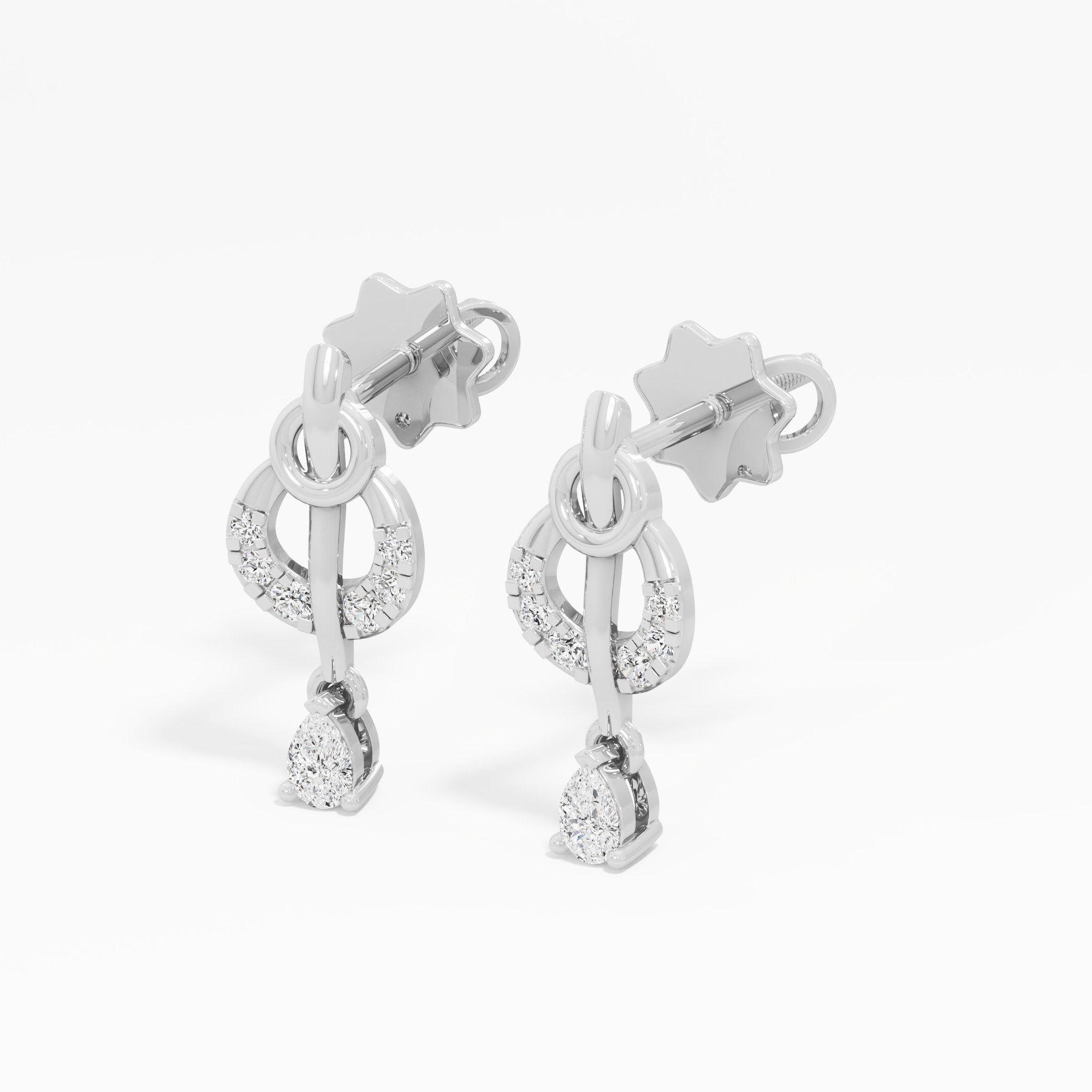 Starlight Cascade Drops Earrings in 9KT White Gold (Diamond Quality: FG-VVS VS)