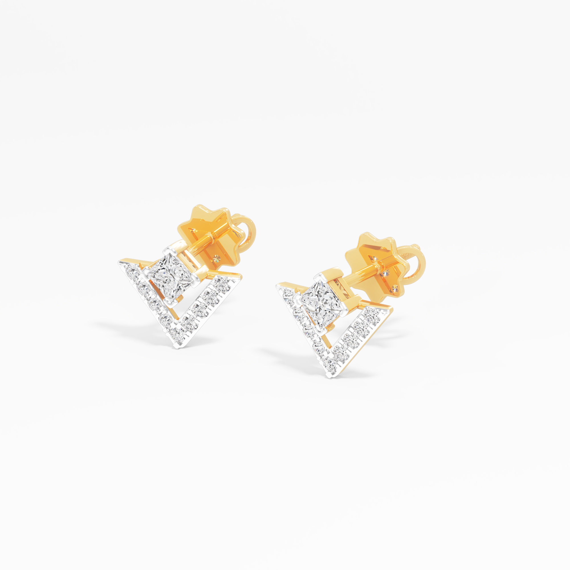 Gilded Chevron Stud Earrings in 9KT Yellow Gold (Diamond Quality: FG-VVS VS)