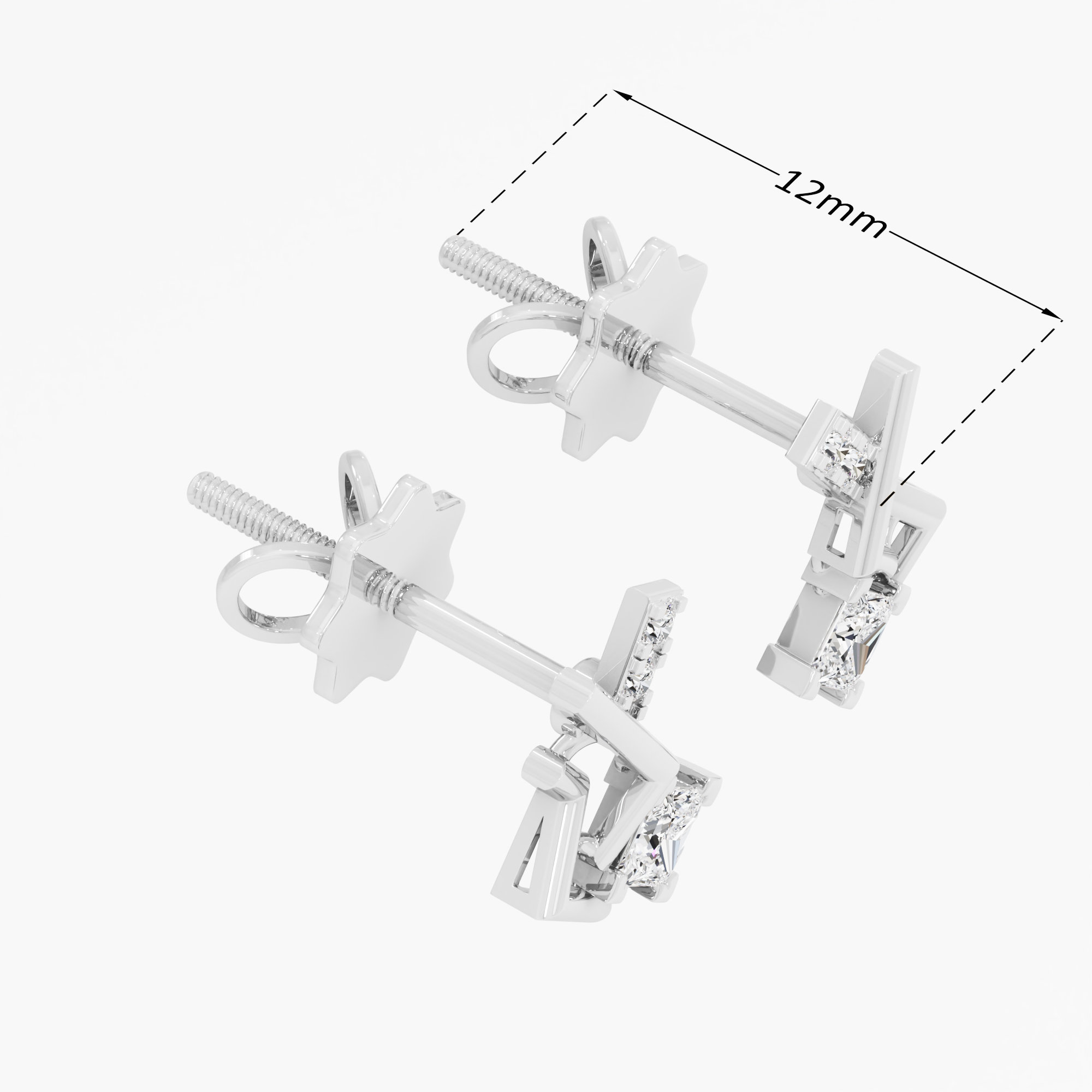 Angular Allure Studs Earrings in 9KT White Gold (Diamond Quality: FG-VVS VS)