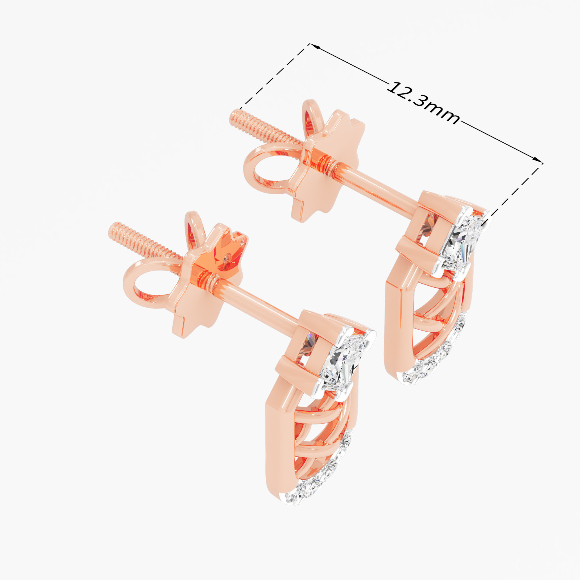 Lattice Glamour Drops Earrings in 9KT Rose Gold (Diamond Quality: FG-VVS VS)