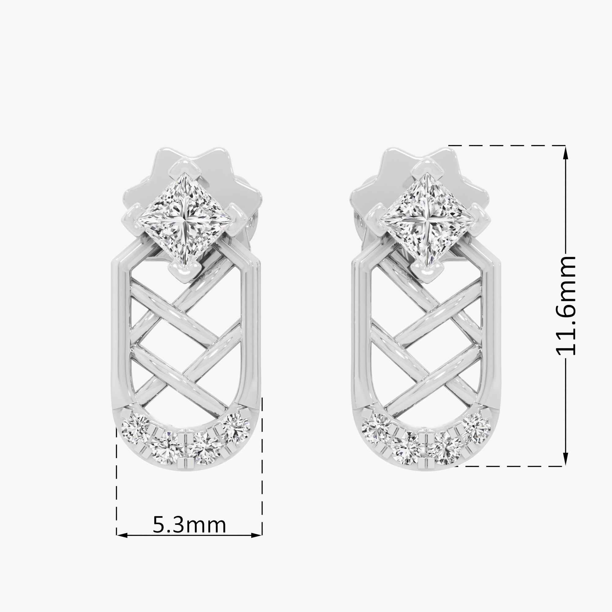 Lattice Glamour Drops Earrings in 9KT White Gold (Diamond Quality: FG-VVS VS)