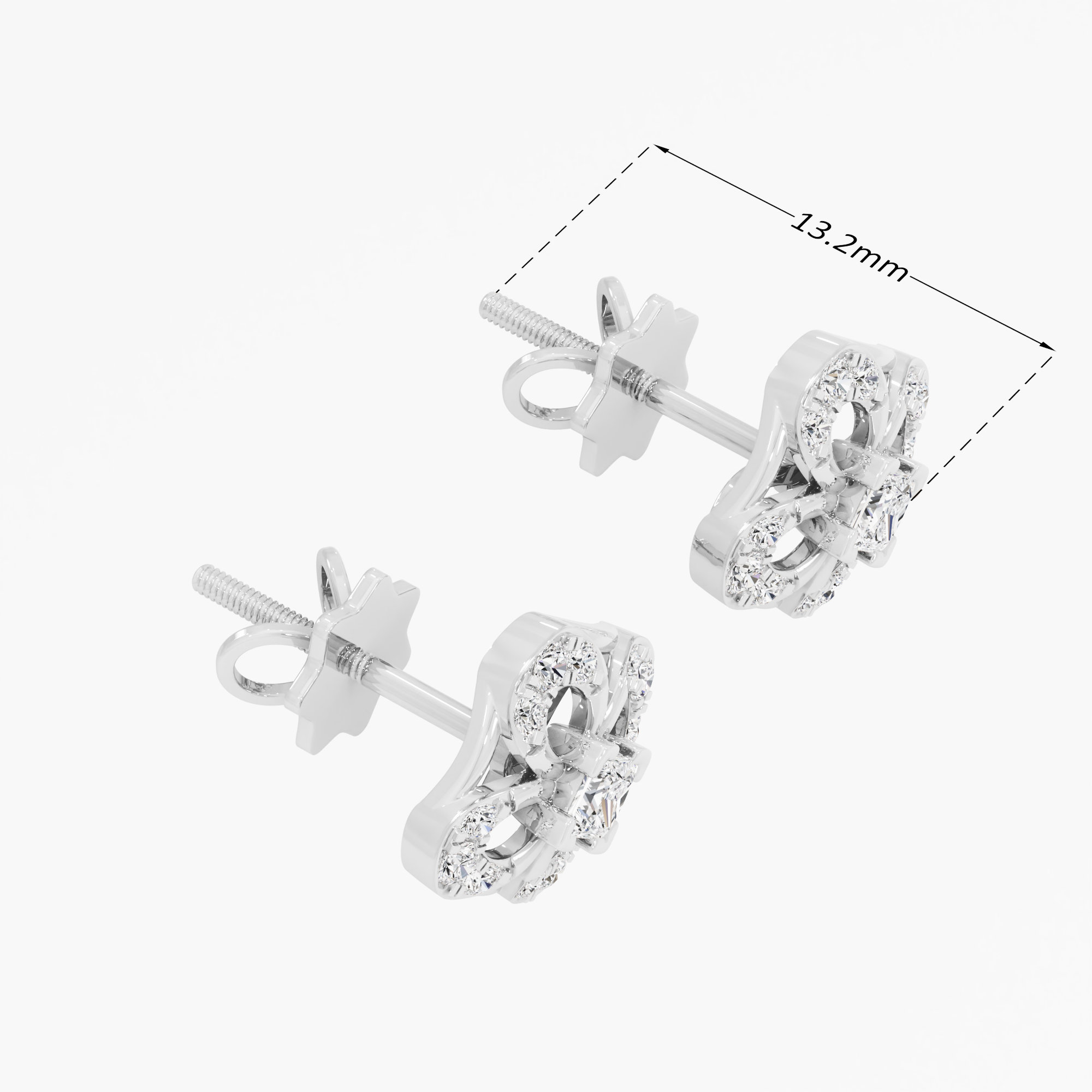 Glimmering Grid Studs Earrings in 9KT White Gold (Diamond Quality: FG-VVS VS)