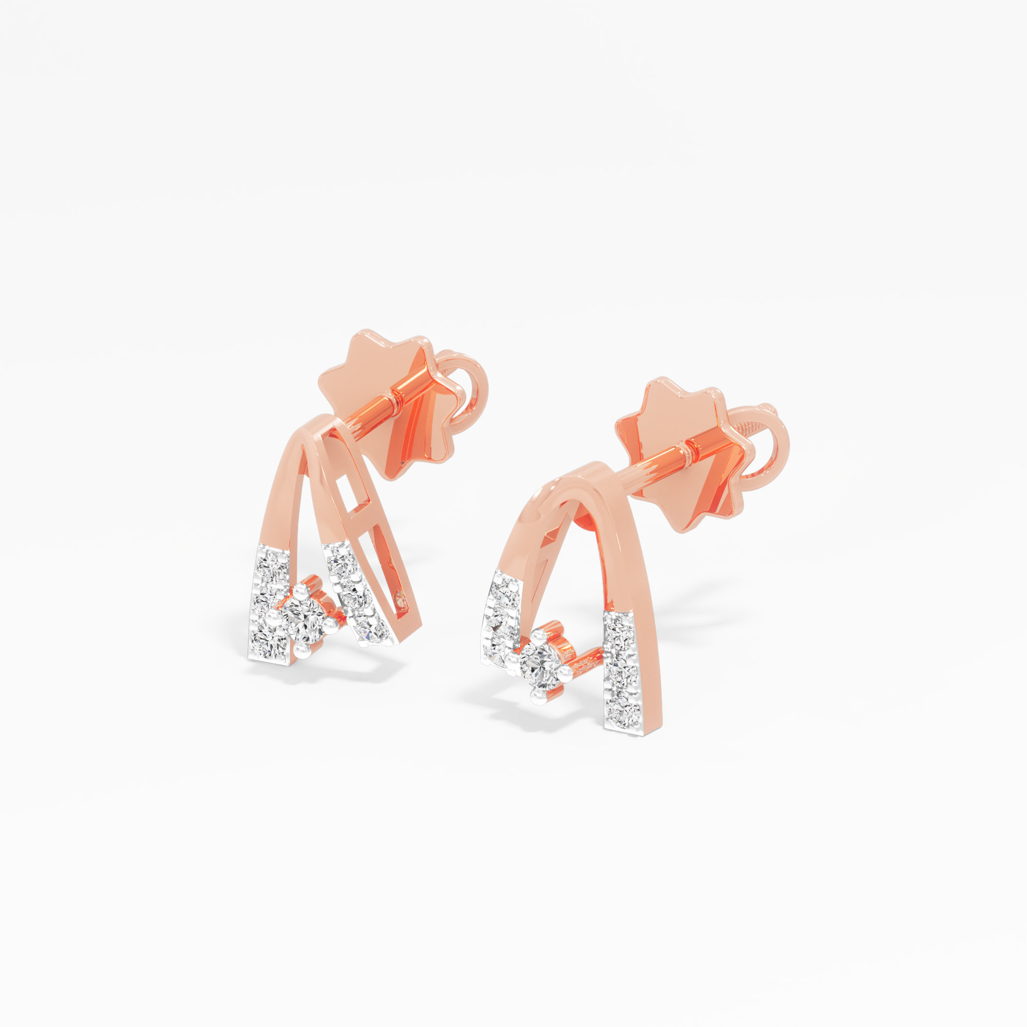 Celestial Arc Drops Earrings in 9KT Rose Gold (Diamond Quality: EF-VVS VS)