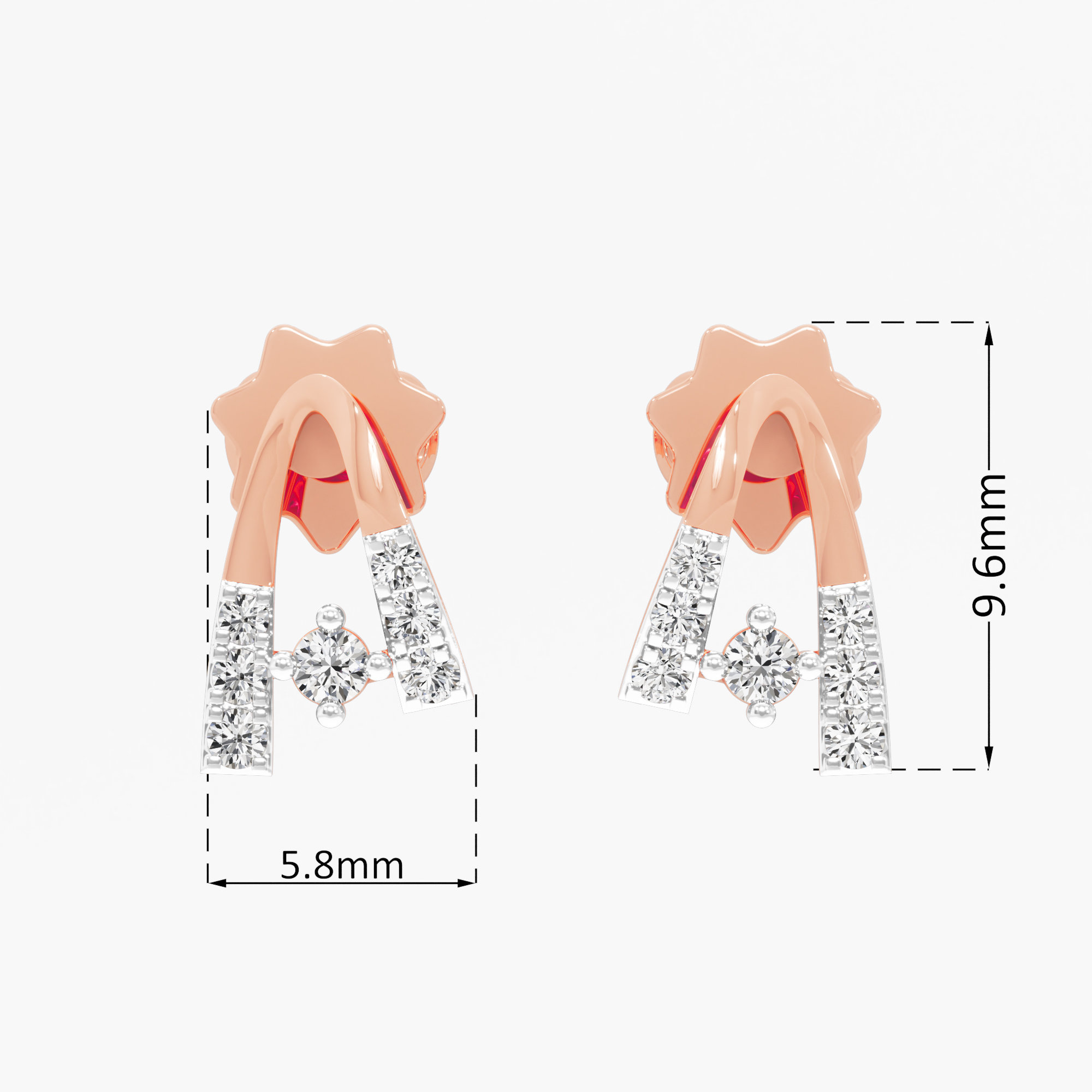 Celestial Arc Drops Earrings in 9KT Rose Gold (Diamond Quality: EF-VVS VS)