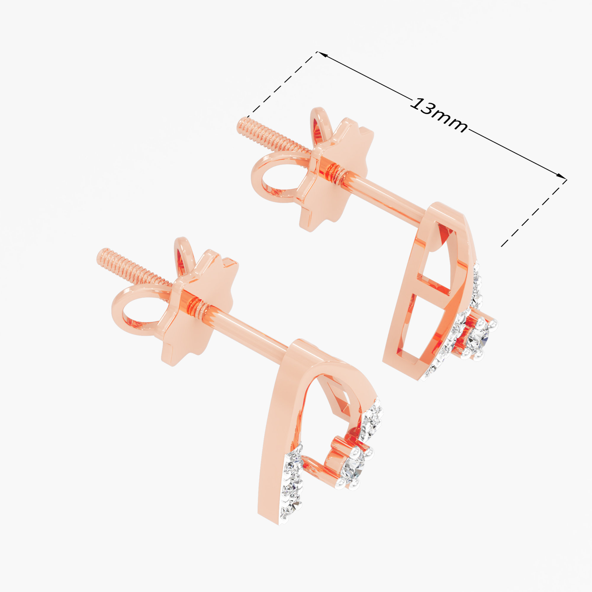 Celestial Arc Drops Earrings in 9KT Rose Gold (Diamond Quality: EF-VVS VS)