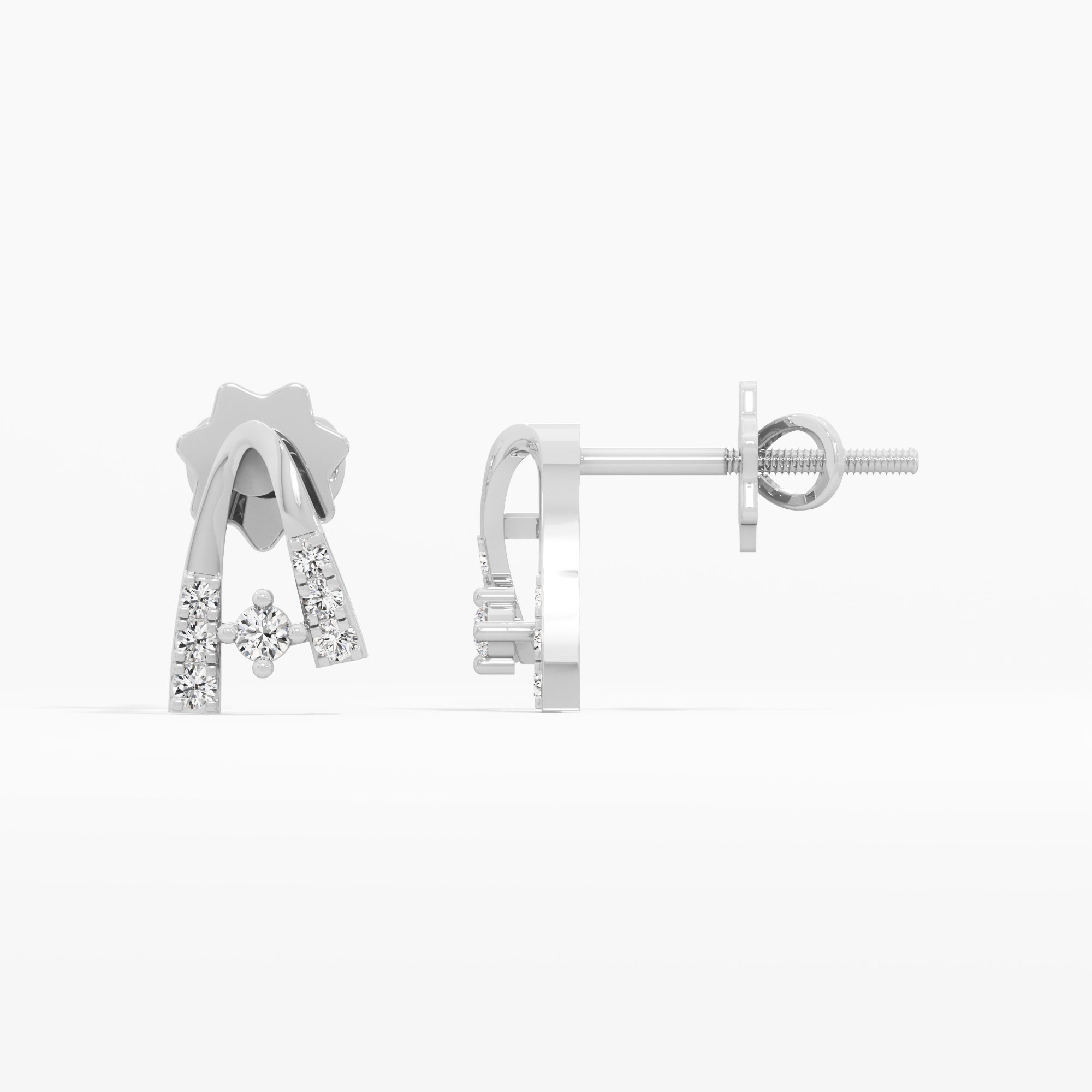 Celestial Arc Drops Earrings in 9KT White Gold (Diamond Quality: EF-VVS VS)