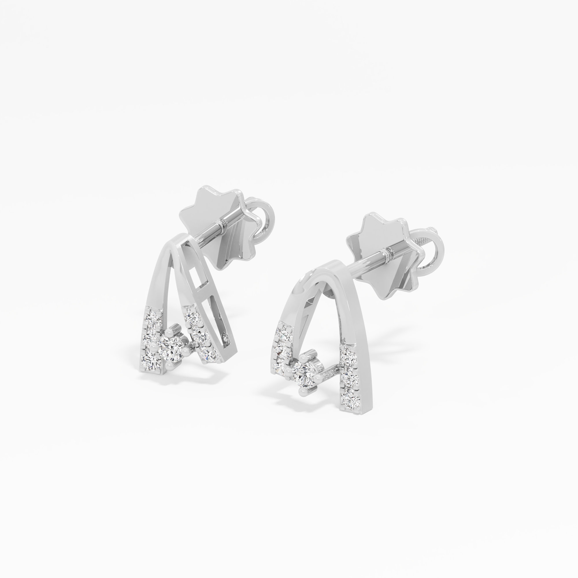 Celestial Arc Drops Earrings in 9KT White Gold (Diamond Quality: EF-VVS VS)
