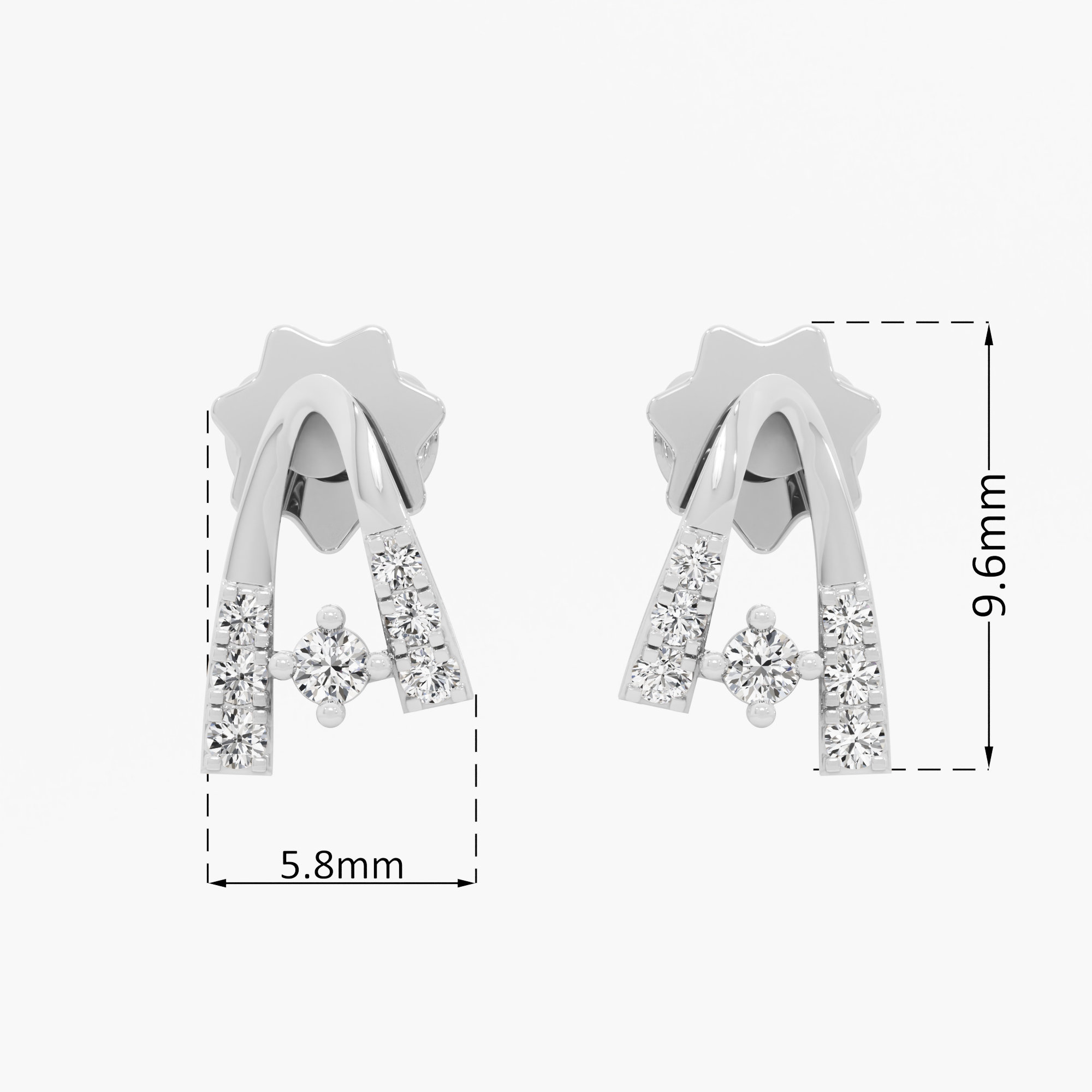 Celestial Arc Drops Earrings in 9KT White Gold (Diamond Quality: EF-VVS VS)