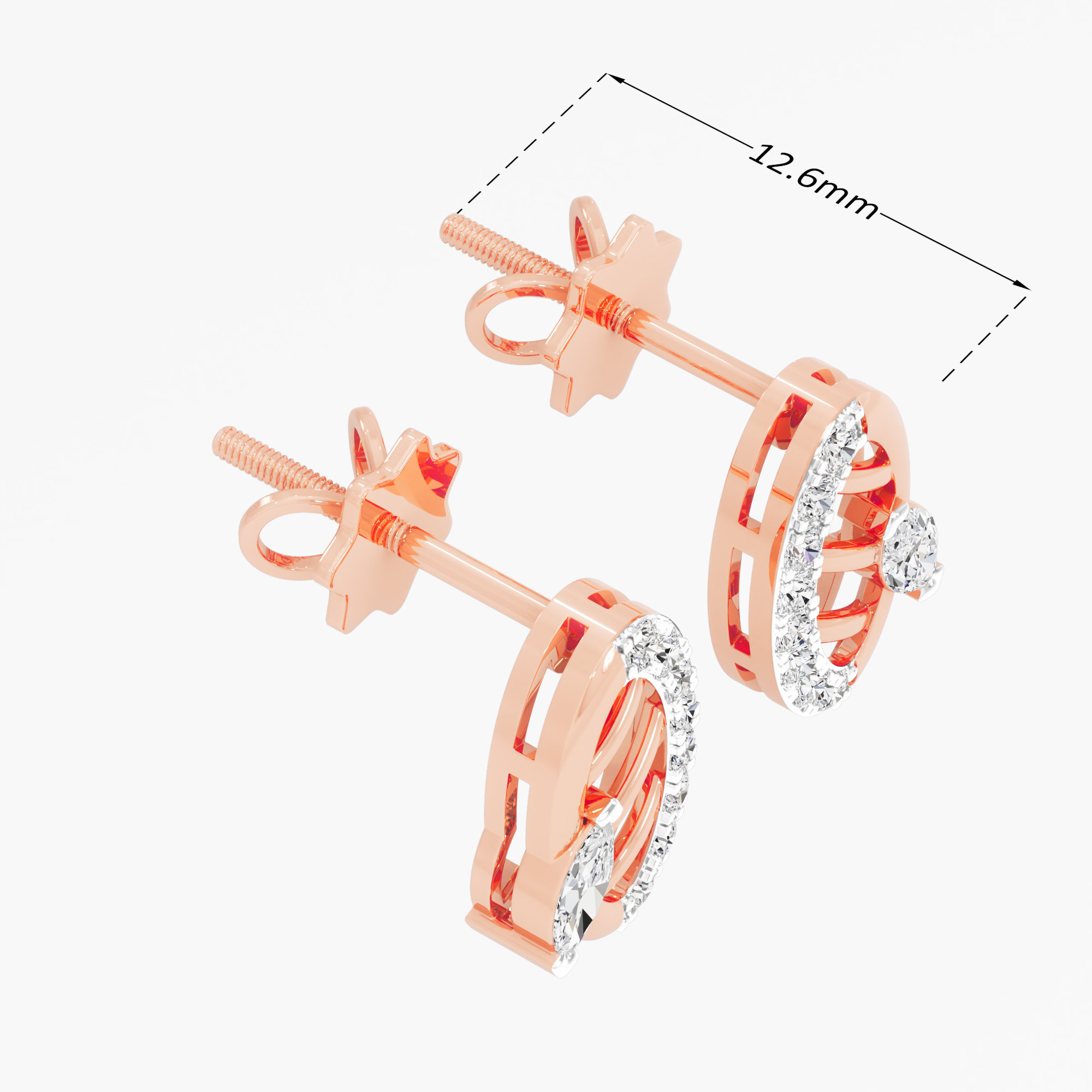 Azure Curve Studs Earrings in 9KT Rose Gold (Diamond Quality: FG-VVS VS)