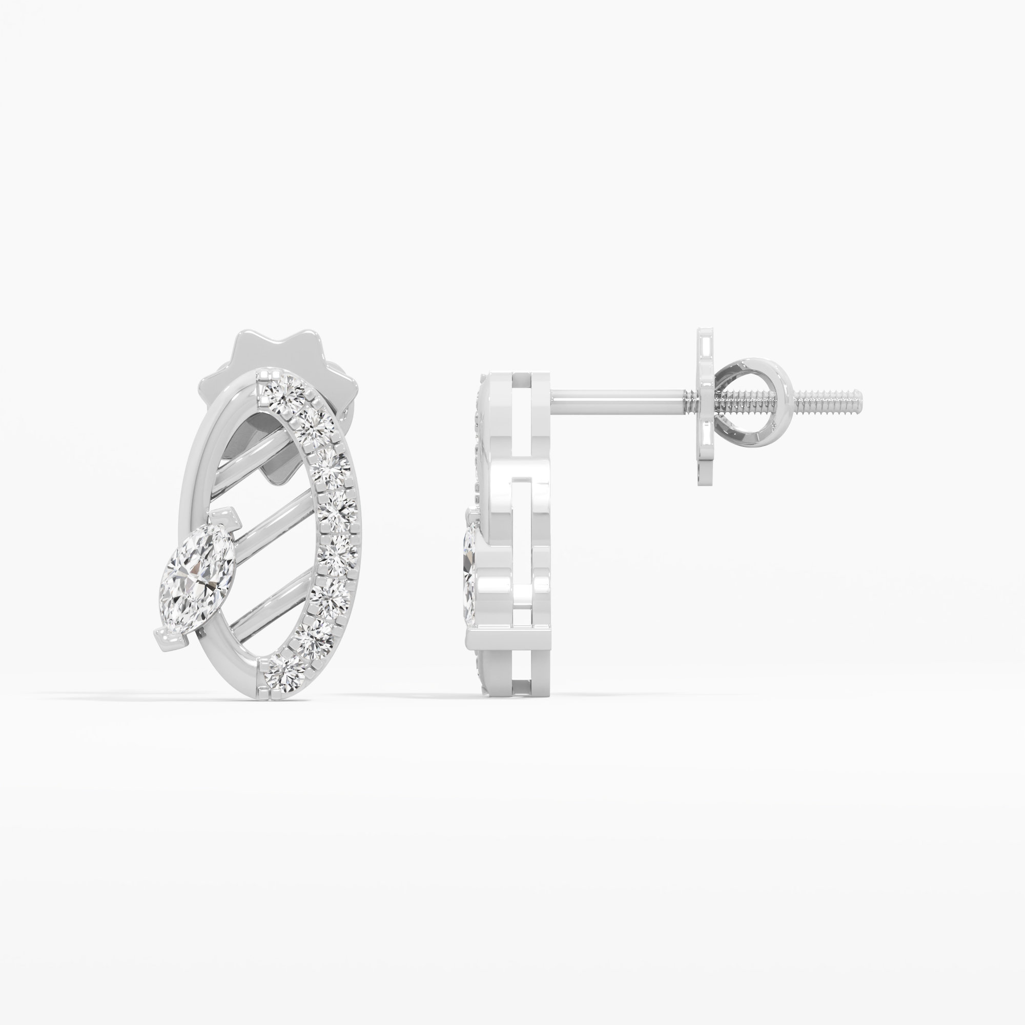 Azure Curve Studs Earrings in 9KT White Gold (Diamond Quality: FG-VVS VS)