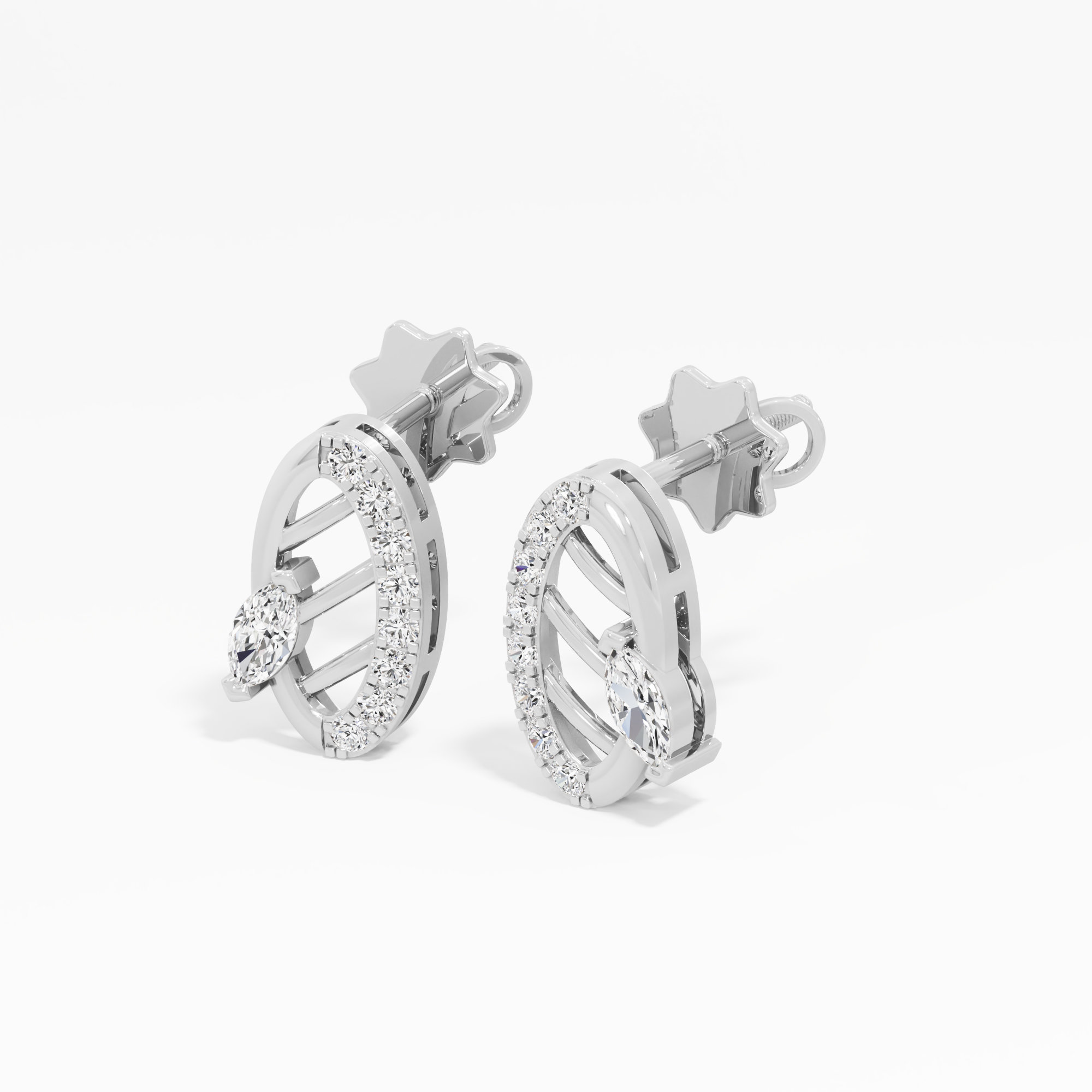 Azure Curve Studs Earrings in 9KT White Gold (Diamond Quality: FG-VVS VS)
