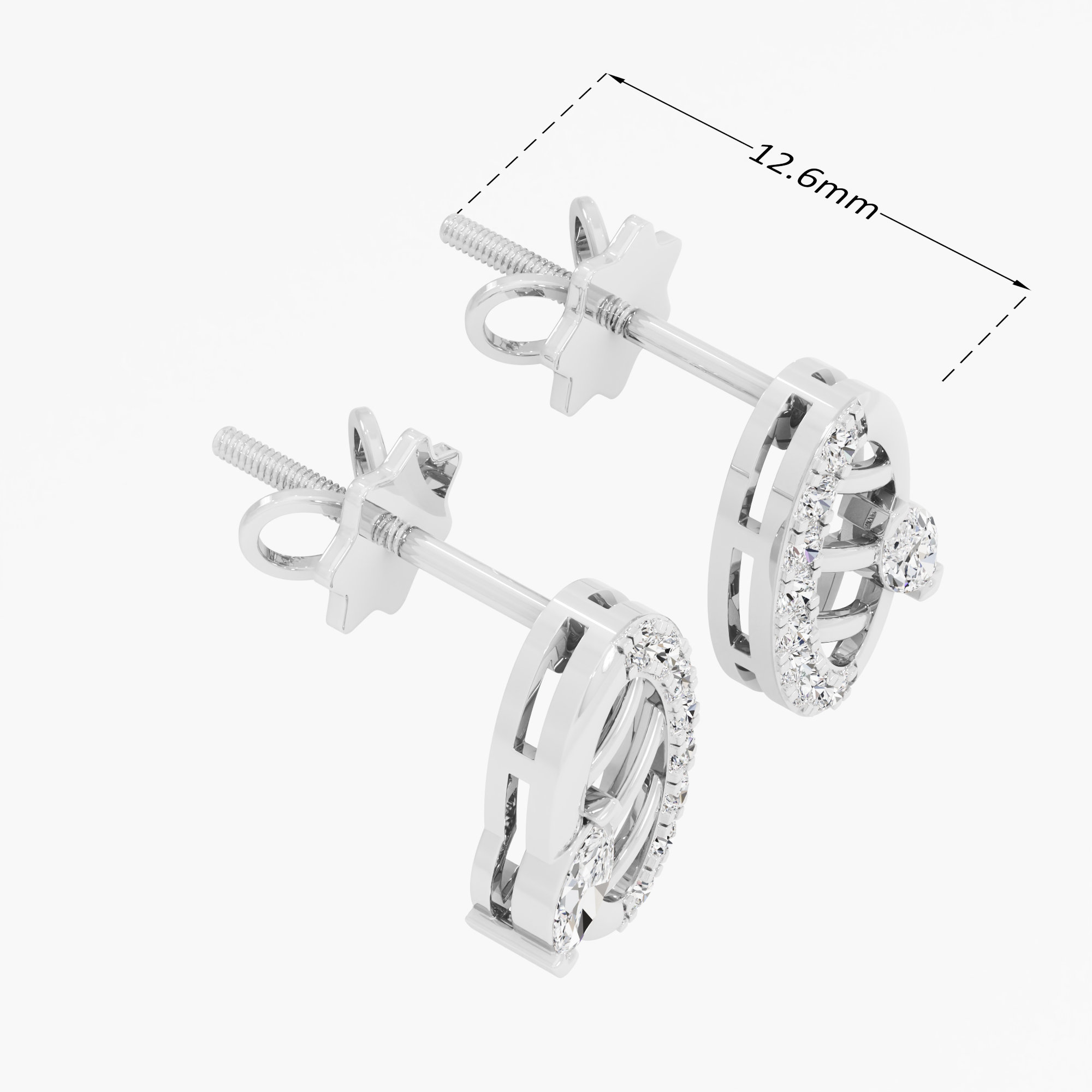 Azure Curve Studs Earrings in 9KT White Gold (Diamond Quality: FG-VVS VS)