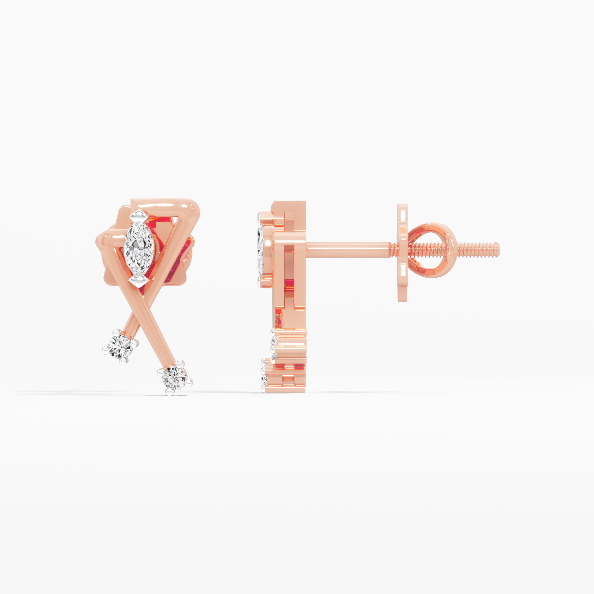 Vivid Intersect Drops Earrings in 9KT Rose Gold (Diamond Quality: FG-VVS VS)