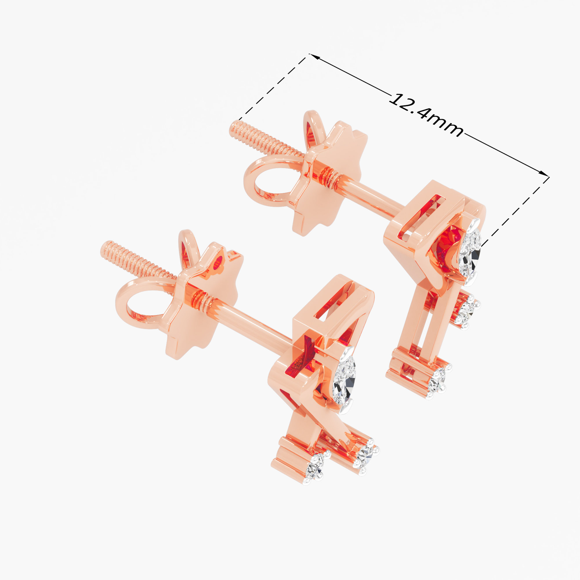 Vivid Intersect Drops Earrings in 9KT Rose Gold (Diamond Quality: FG-VVS VS)