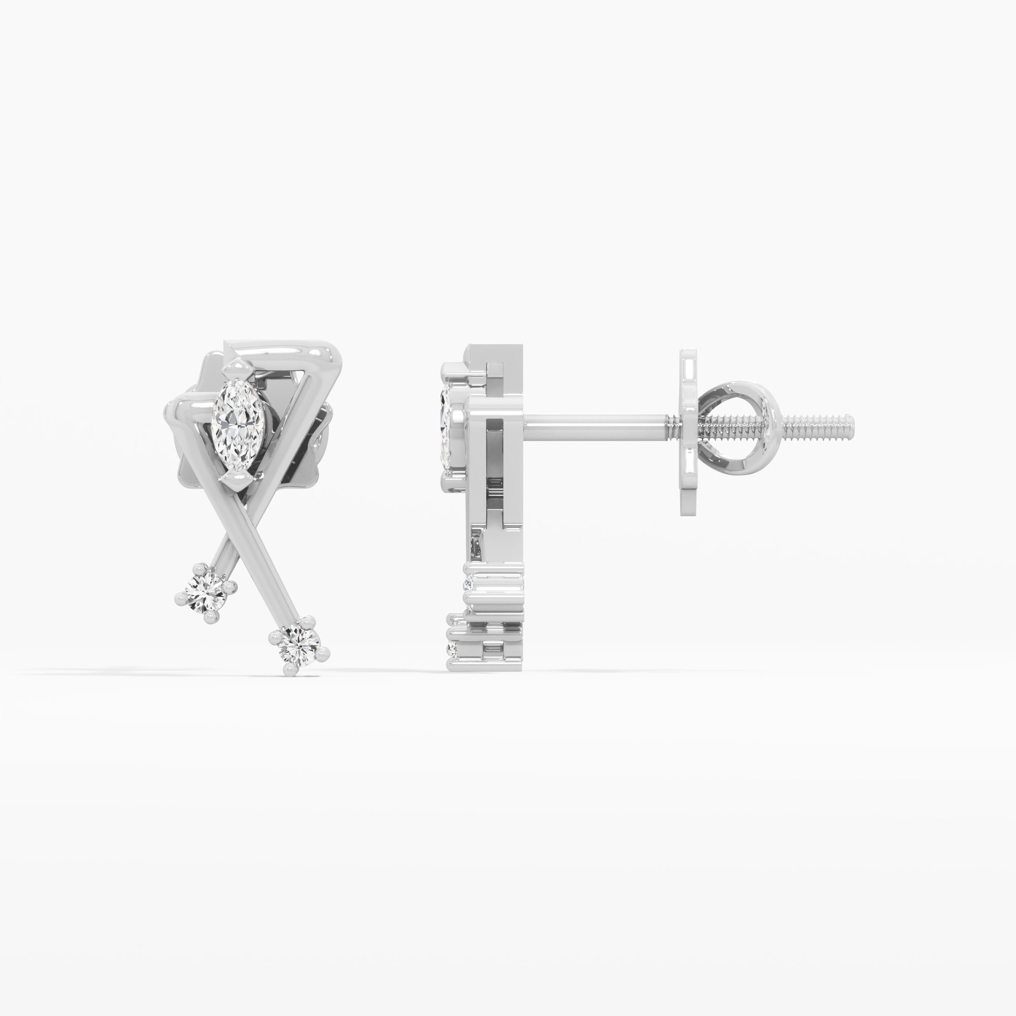 Vivid Intersect Drops Earrings in 9KT White Gold (Diamond Quality: FG-VVS VS)
