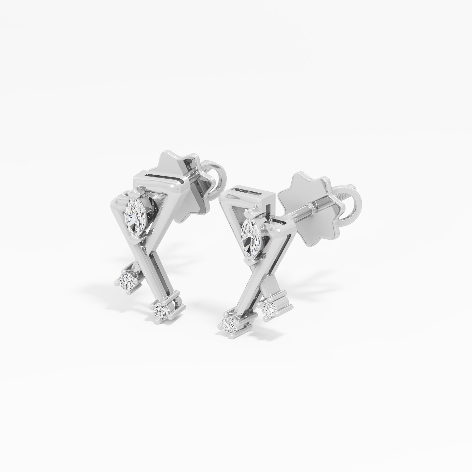 Vivid Intersect Drops Earrings in 9KT White Gold (Diamond Quality: FG-VVS VS)