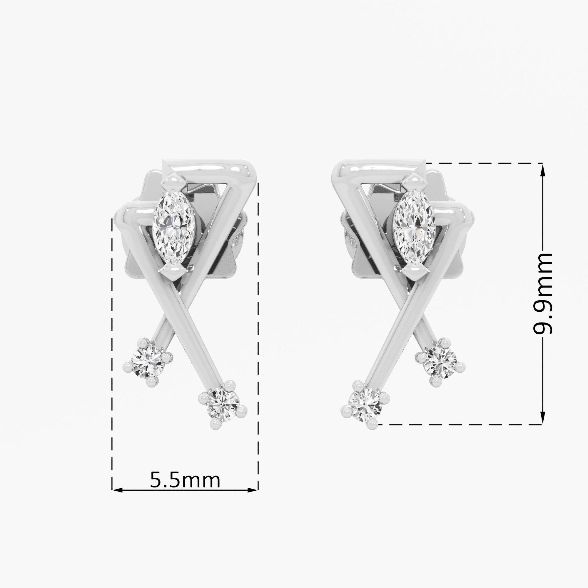 Vivid Intersect Drops Earrings in 9KT White Gold (Diamond Quality: FG-VVS VS)