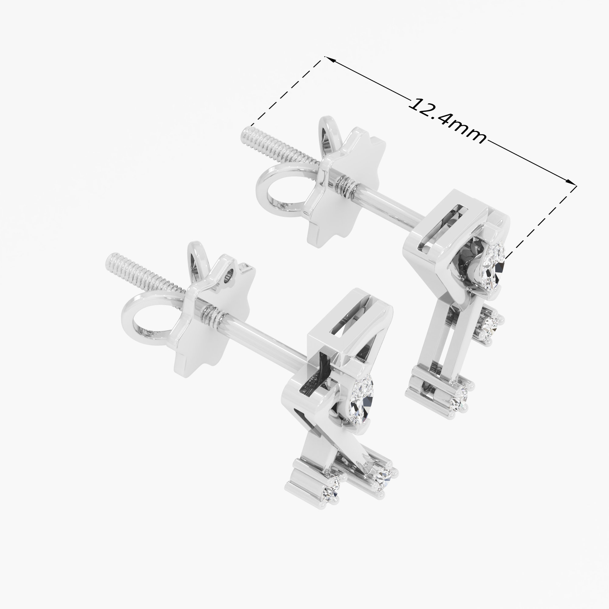 Vivid Intersect Drops Earrings in 9KT White Gold (Diamond Quality: FG-VVS VS)