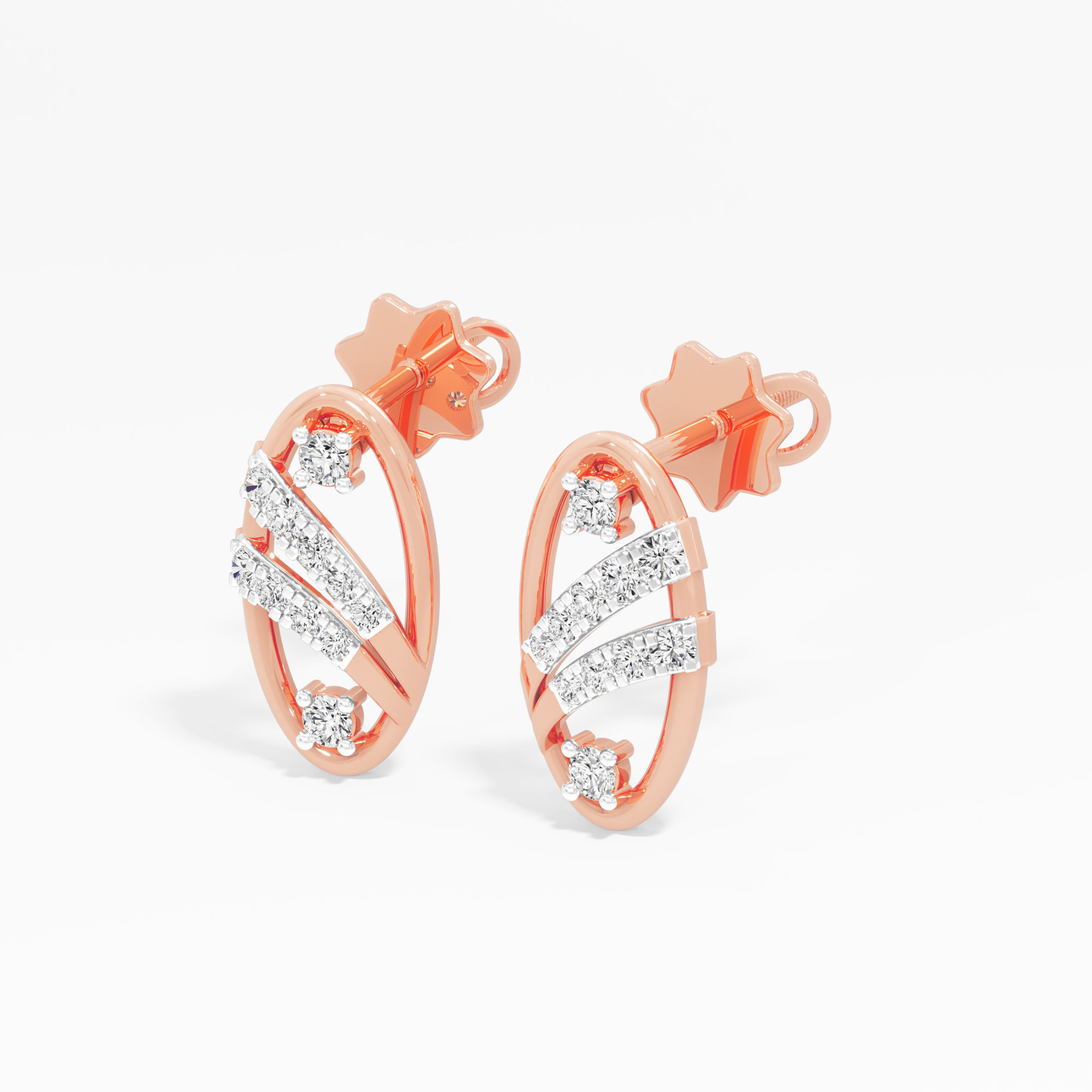 Glimmering Sway Drops Earrings in 9KT Rose Gold (Diamond Quality: EF-VVS VS)