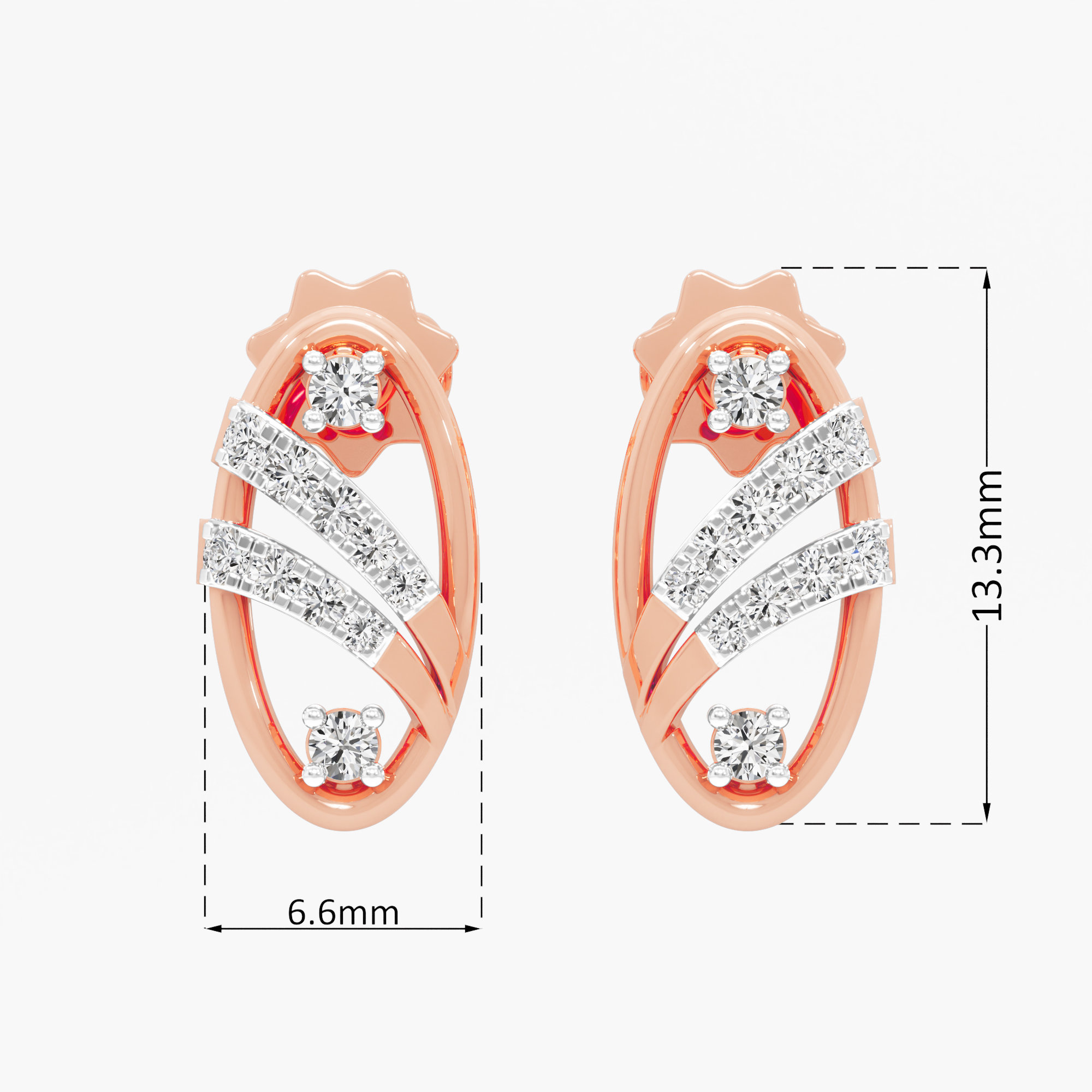 Glimmering Sway Drops Earrings in 9KT Rose Gold (Diamond Quality: EF-VVS VS)
