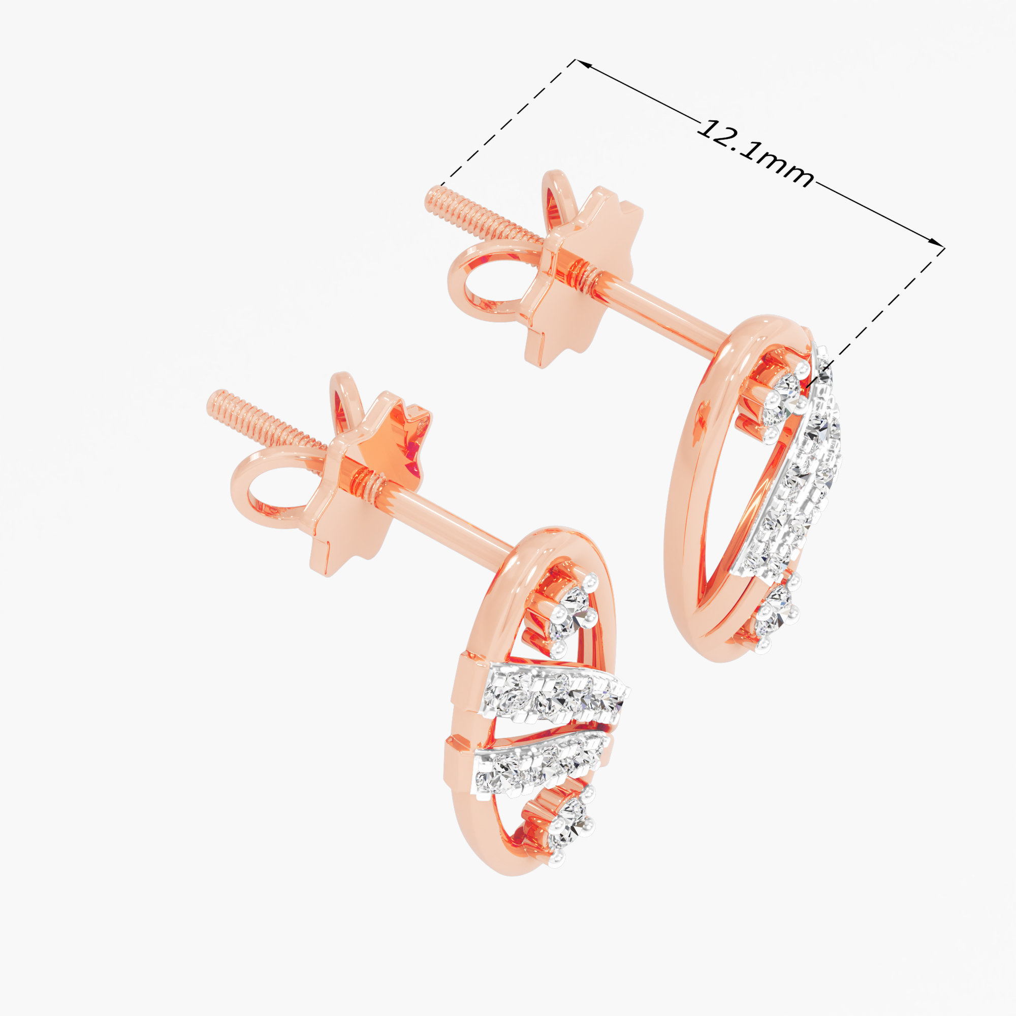 Glimmering Sway Drops Earrings in 9KT Rose Gold (Diamond Quality: EF-VVS VS)