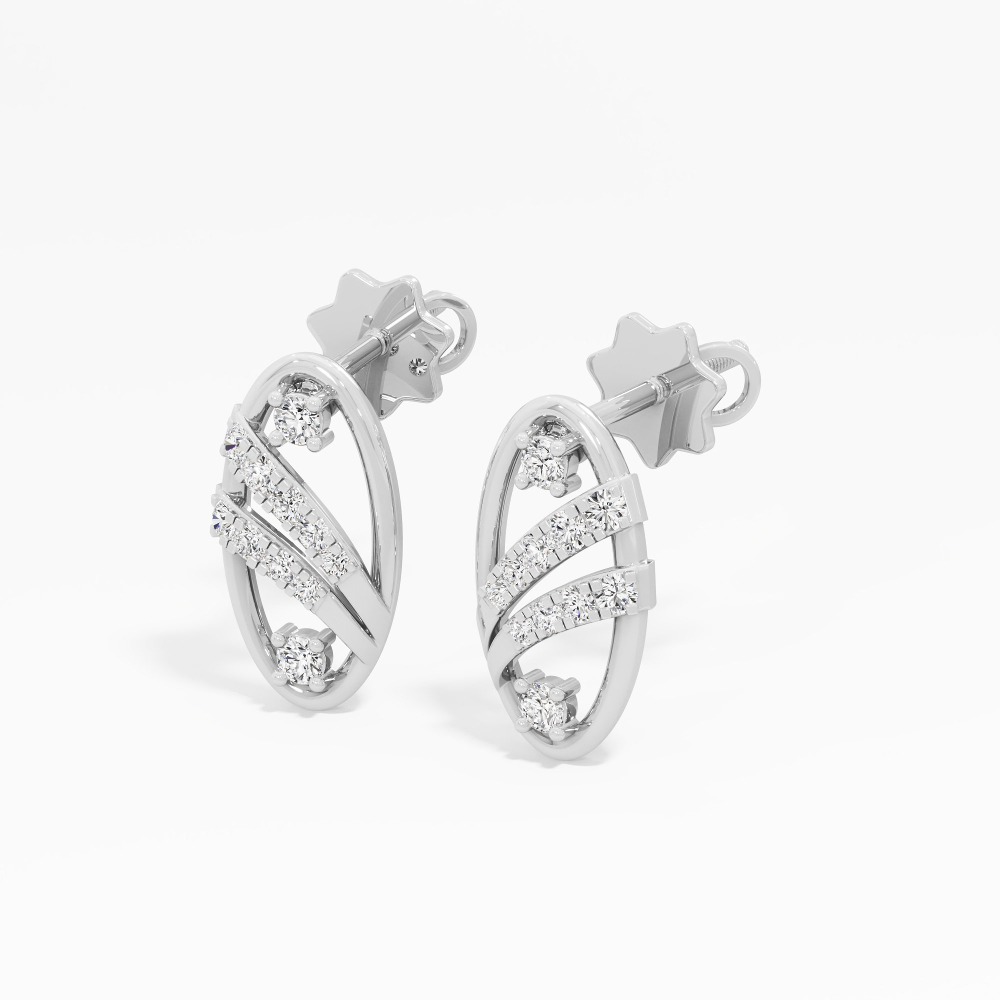 Glimmering Sway Drops Earrings in 9KT White Gold (Diamond Quality: EF-VVS VS)