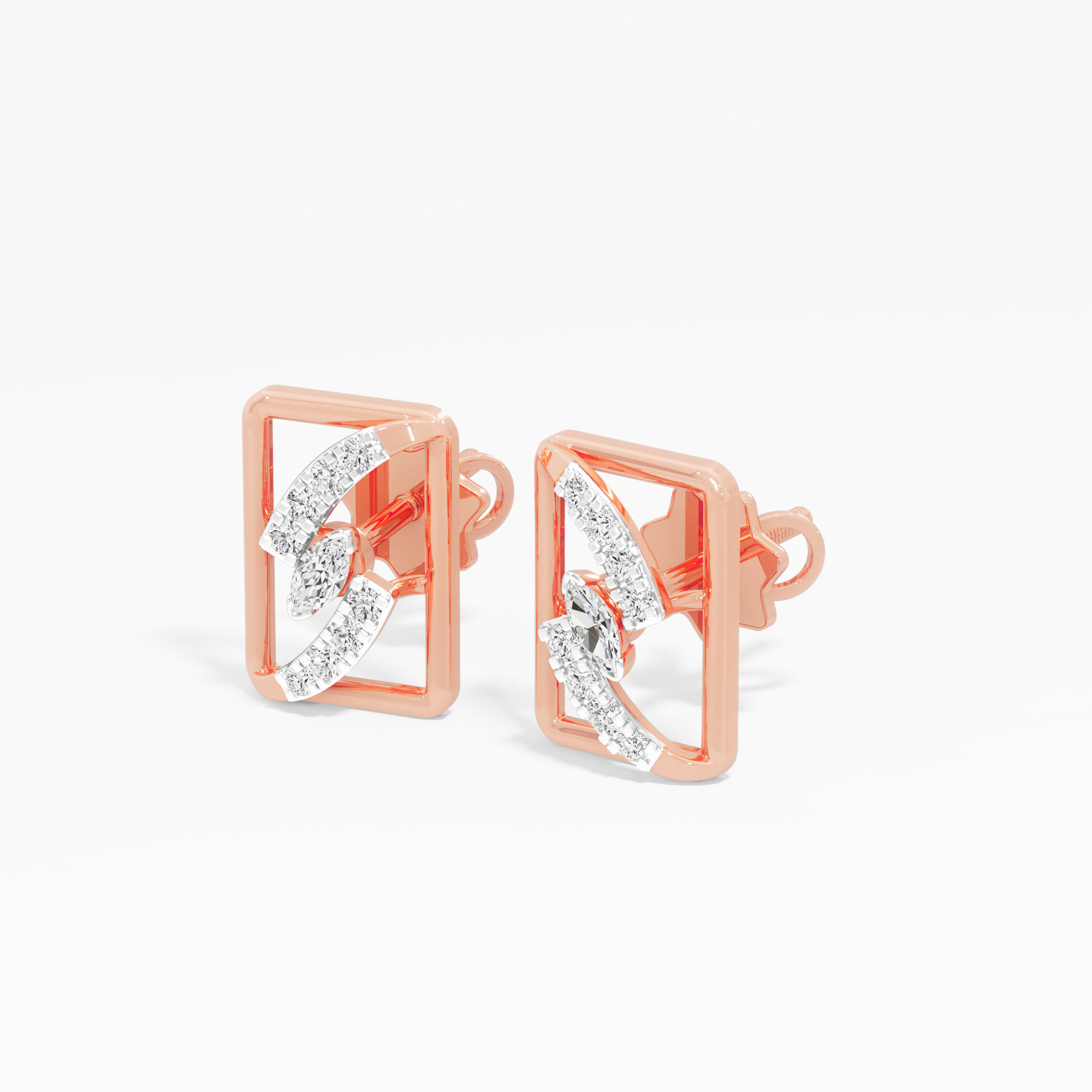 Azure Flow Studs Earrings in 9KT Rose Gold (Diamond Quality: FG-VVS VS)