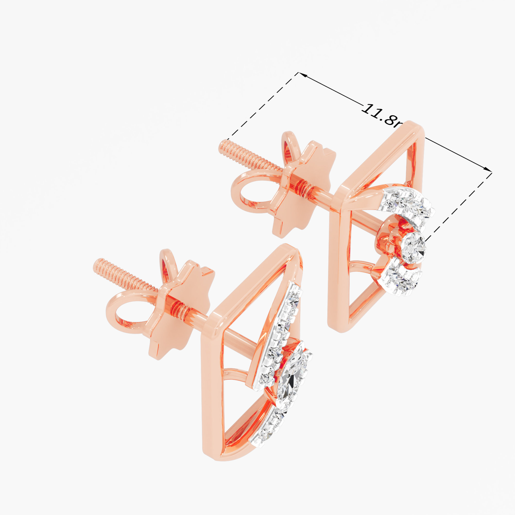 Azure Flow Studs Earrings in 9KT Rose Gold (Diamond Quality: FG-VVS VS)