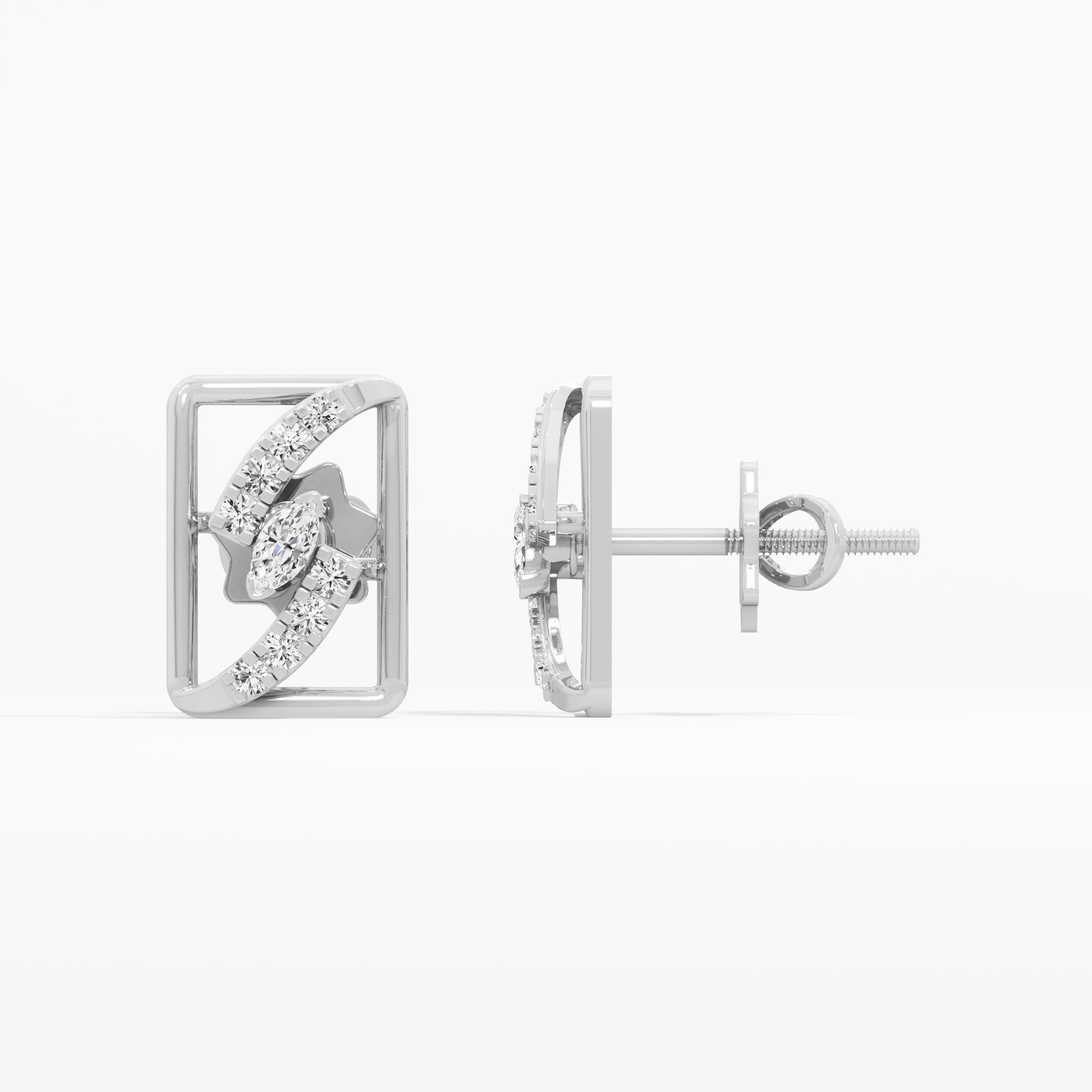 Azure Flow Studs Earrings in 9KT White Gold (Diamond Quality: FG-VVS VS)