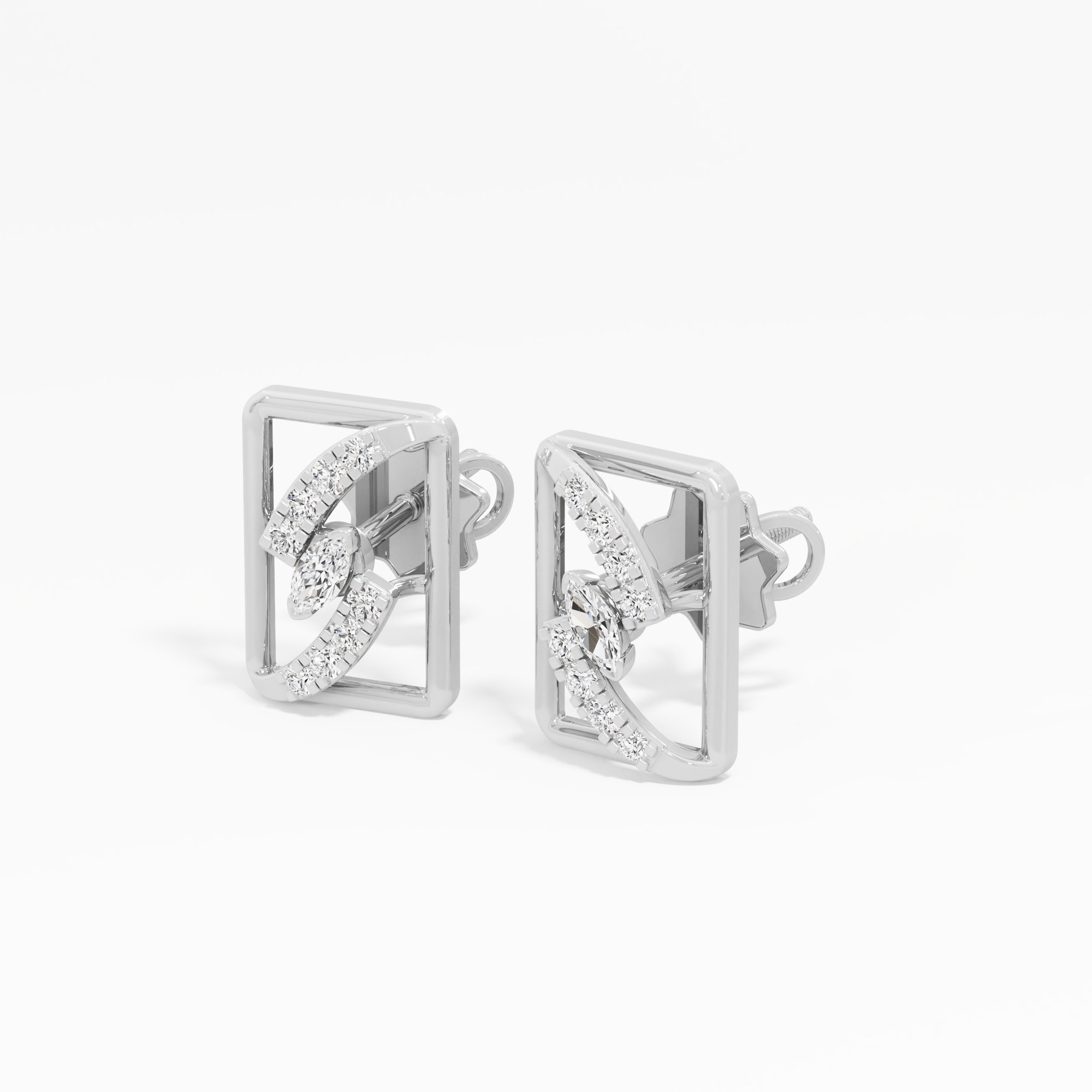Azure Flow Studs Earrings in 9KT White Gold (Diamond Quality: FG-VVS VS)