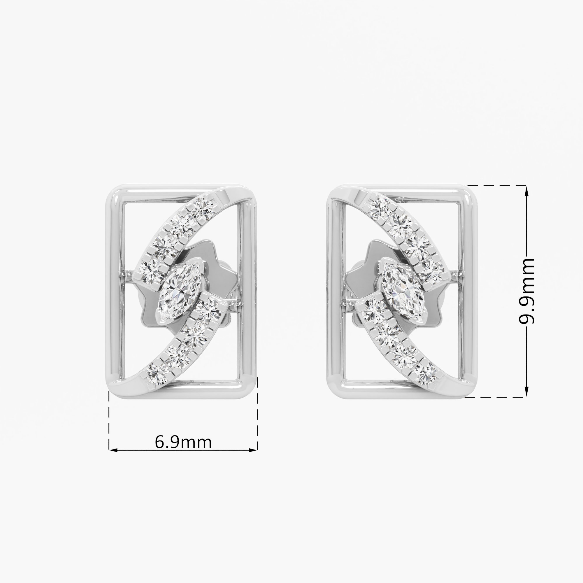 Azure Flow Studs Earrings in 9KT White Gold (Diamond Quality: FG-VVS VS)