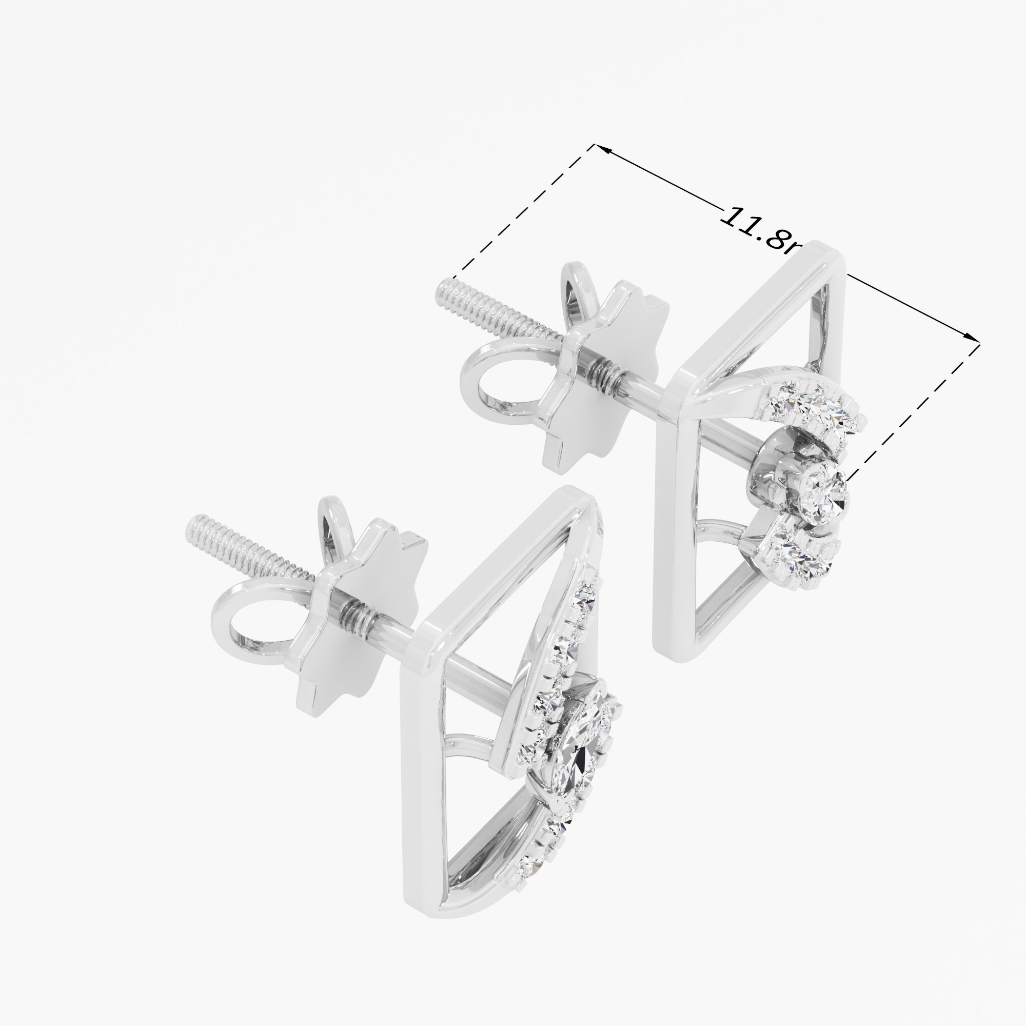 Azure Flow Studs Earrings in 9KT White Gold (Diamond Quality: FG-VVS VS)