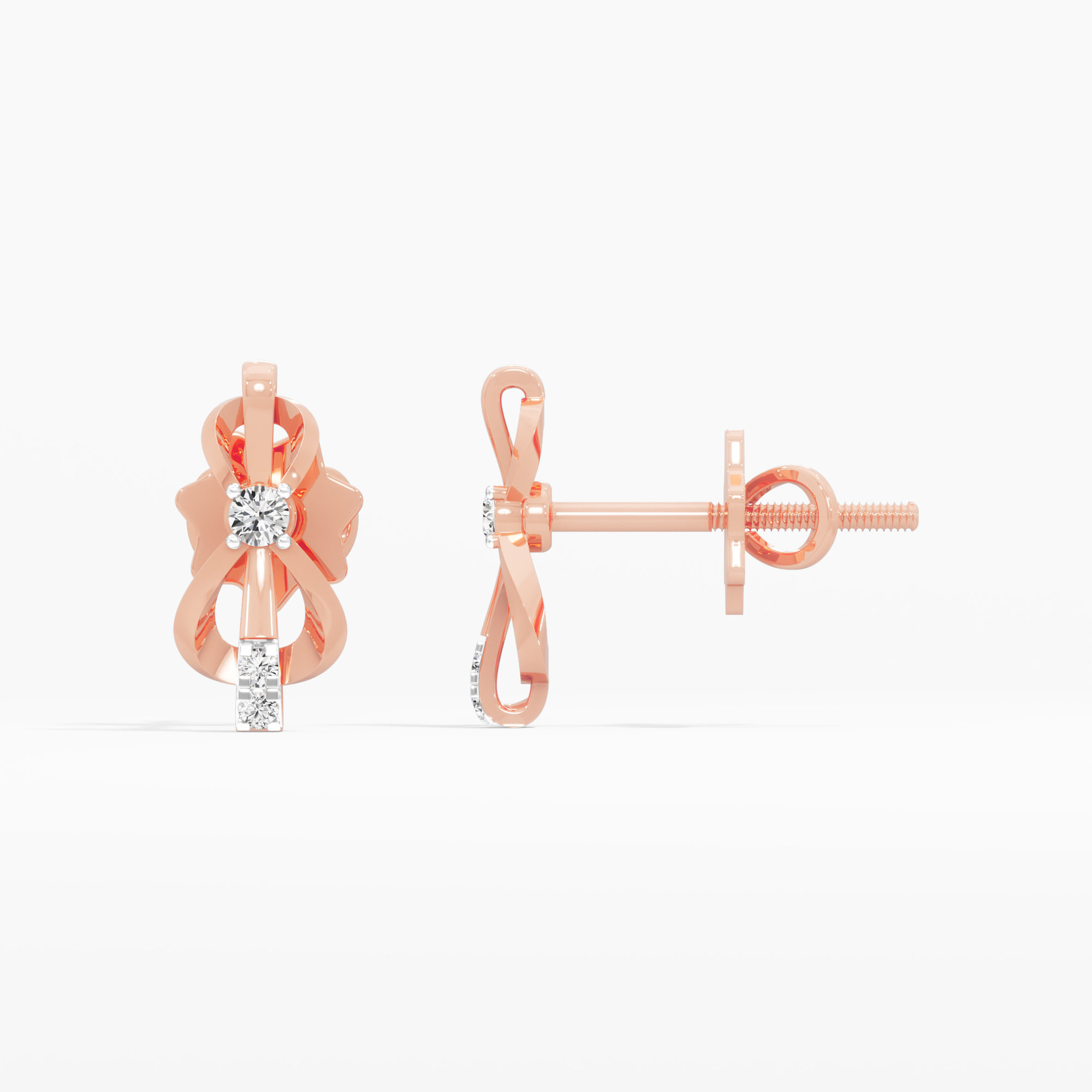 Ribbon Radiance Drops Earrings in 9KT Rose Gold (Diamond Quality: EF-VVS VS)