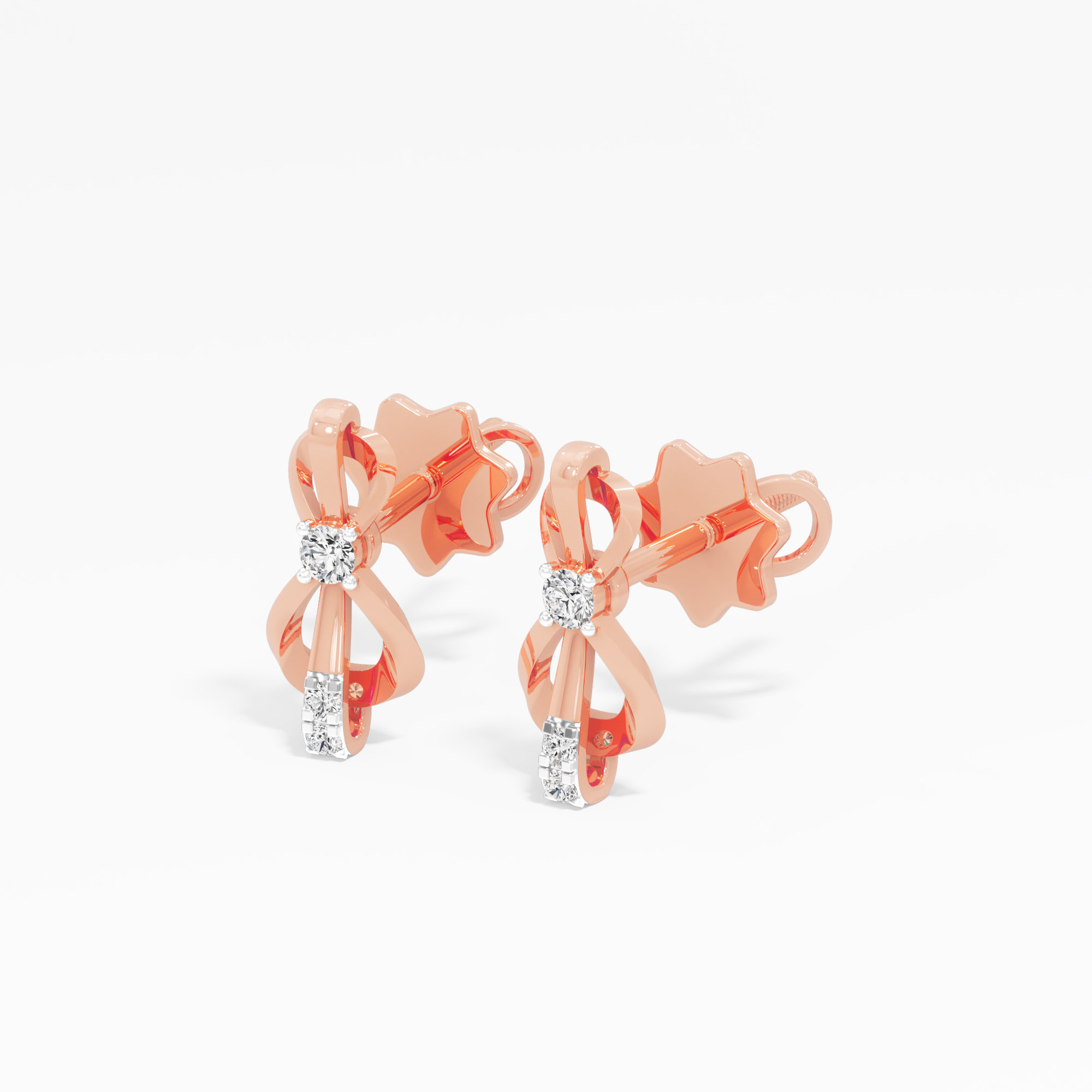 Ribbon Radiance Drops Earrings in 9KT Rose Gold (Diamond Quality: EF-VVS VS)