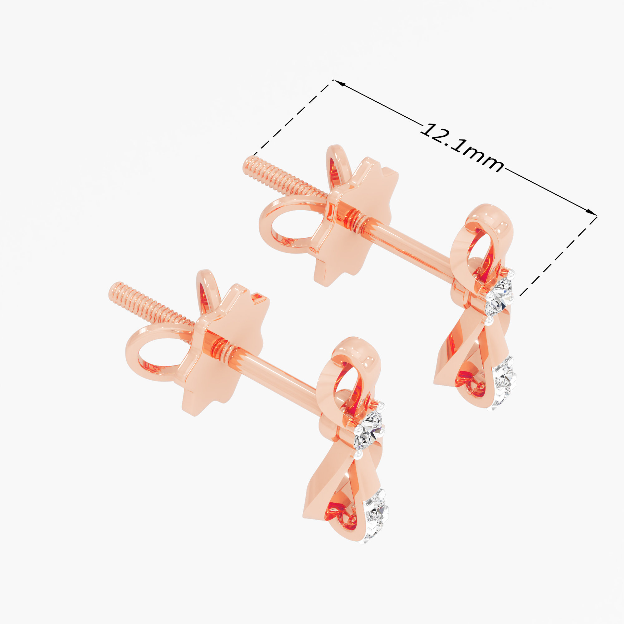 Ribbon Radiance Drops Earrings in 9KT Rose Gold (Diamond Quality: EF-VVS VS)