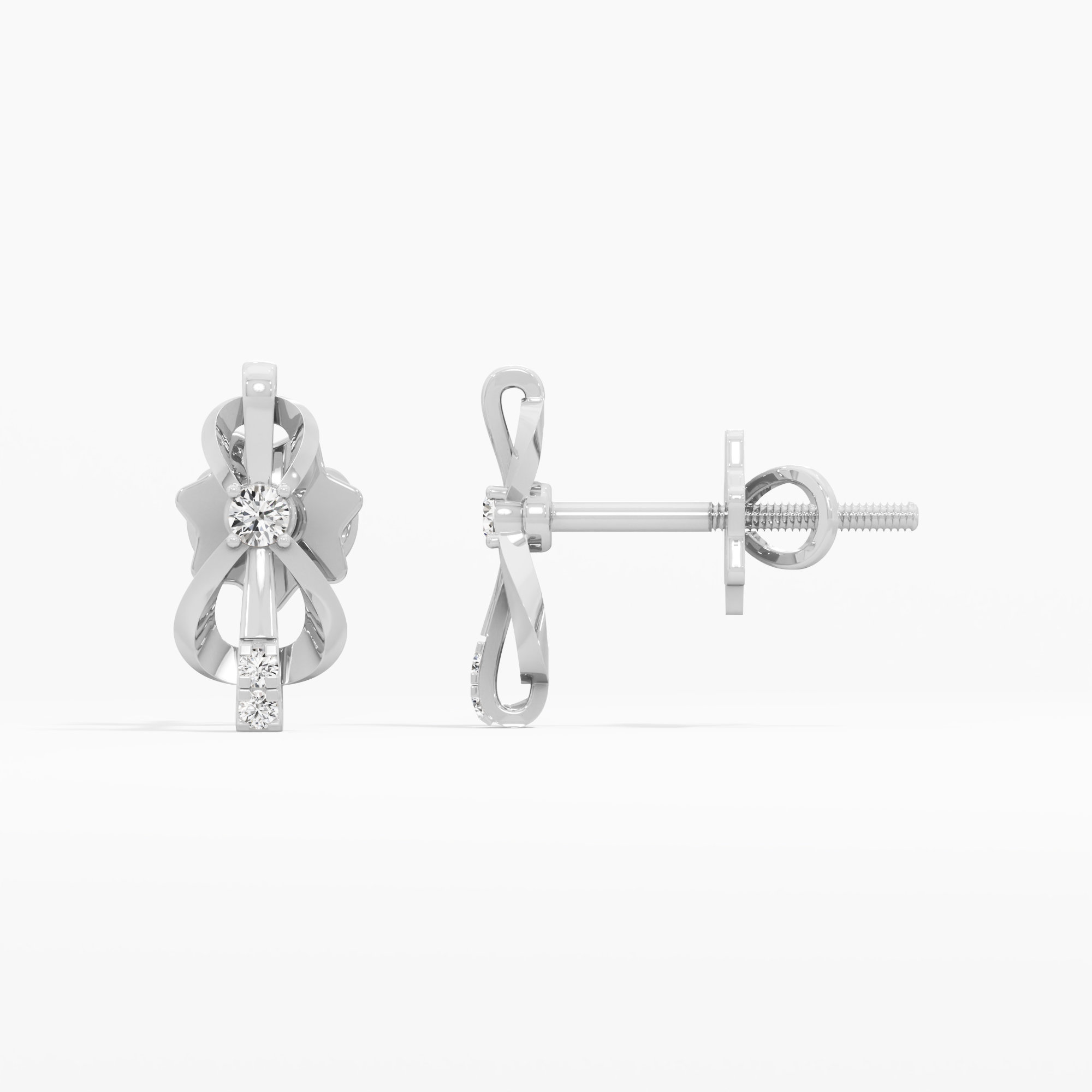 Ribbon Radiance Drops Earrings in 9KT White Gold (Diamond Quality: EF-VVS VS)