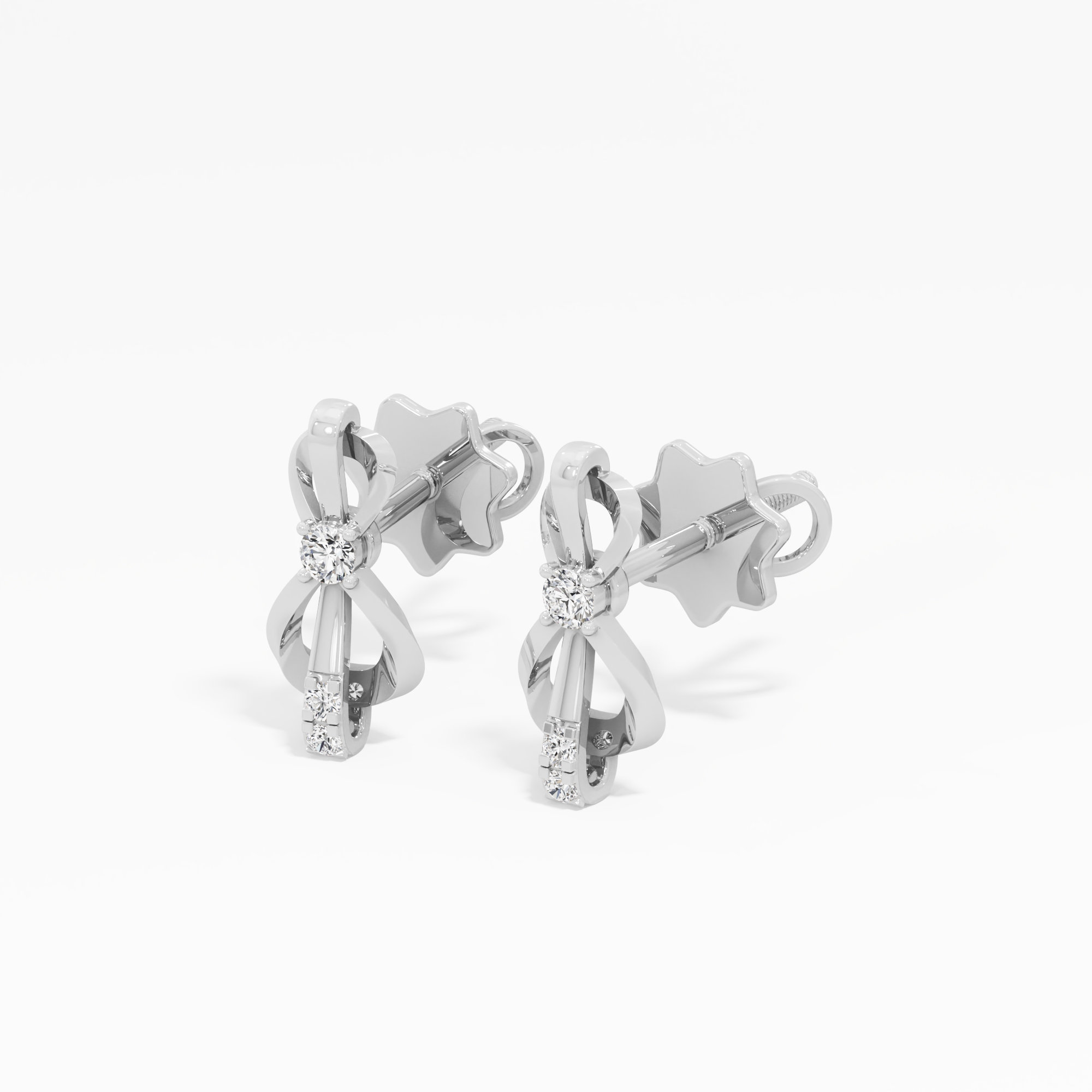 Ribbon Radiance Drops Earrings in 9KT White Gold (Diamond Quality: EF-VVS VS)